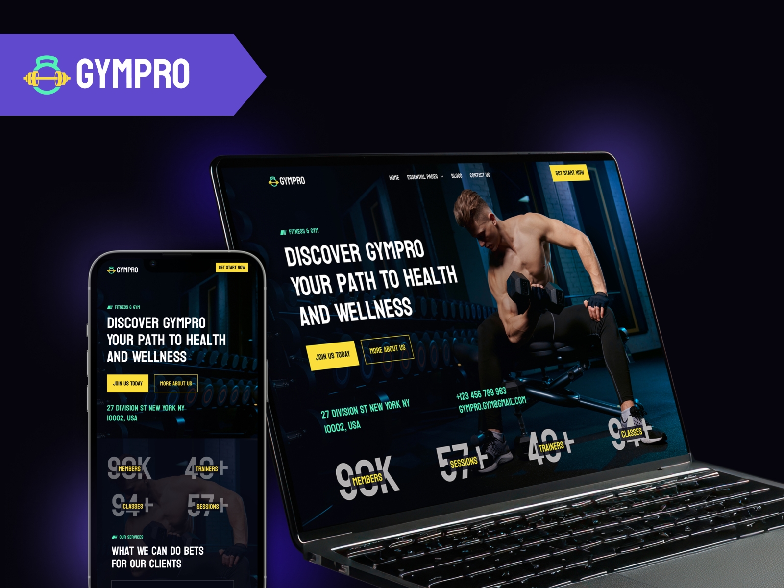 GymPro Framer template preview 1