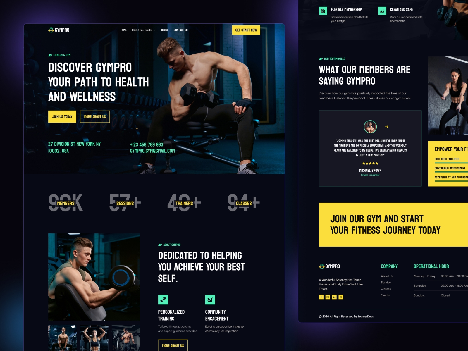 GymPro Framer template preview 2