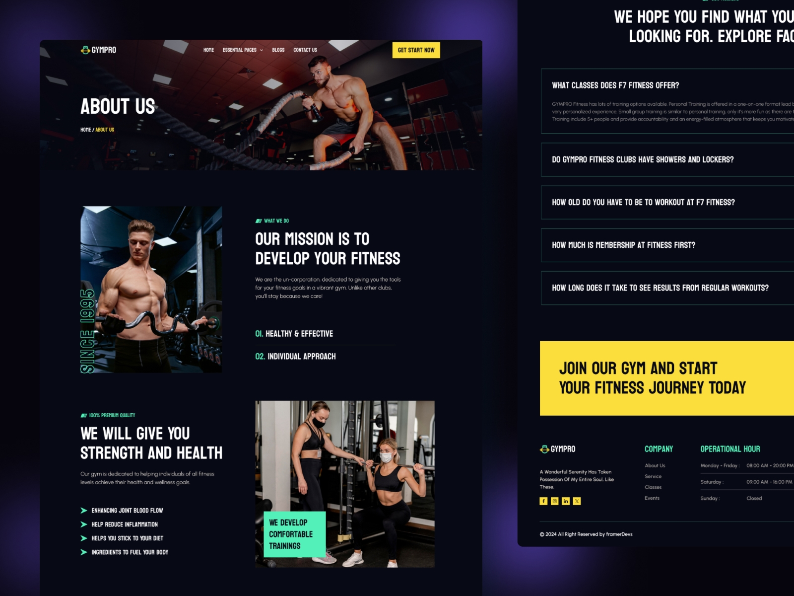 GymPro Framer template preview 3