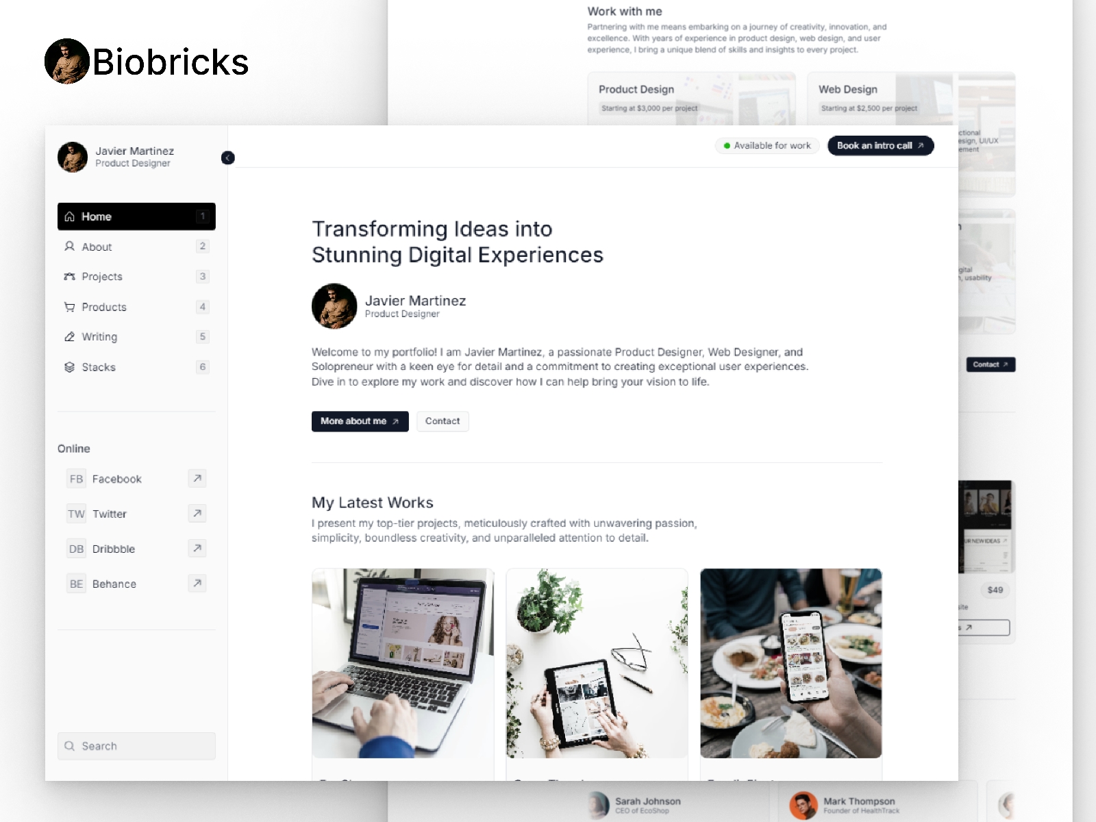 Biobricks Framer template preview 1