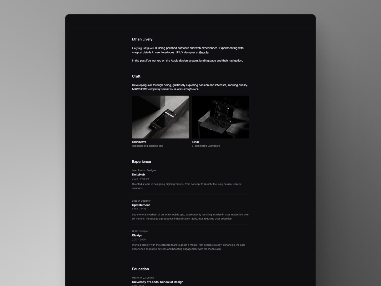 Noir Profile Framer template preview 1