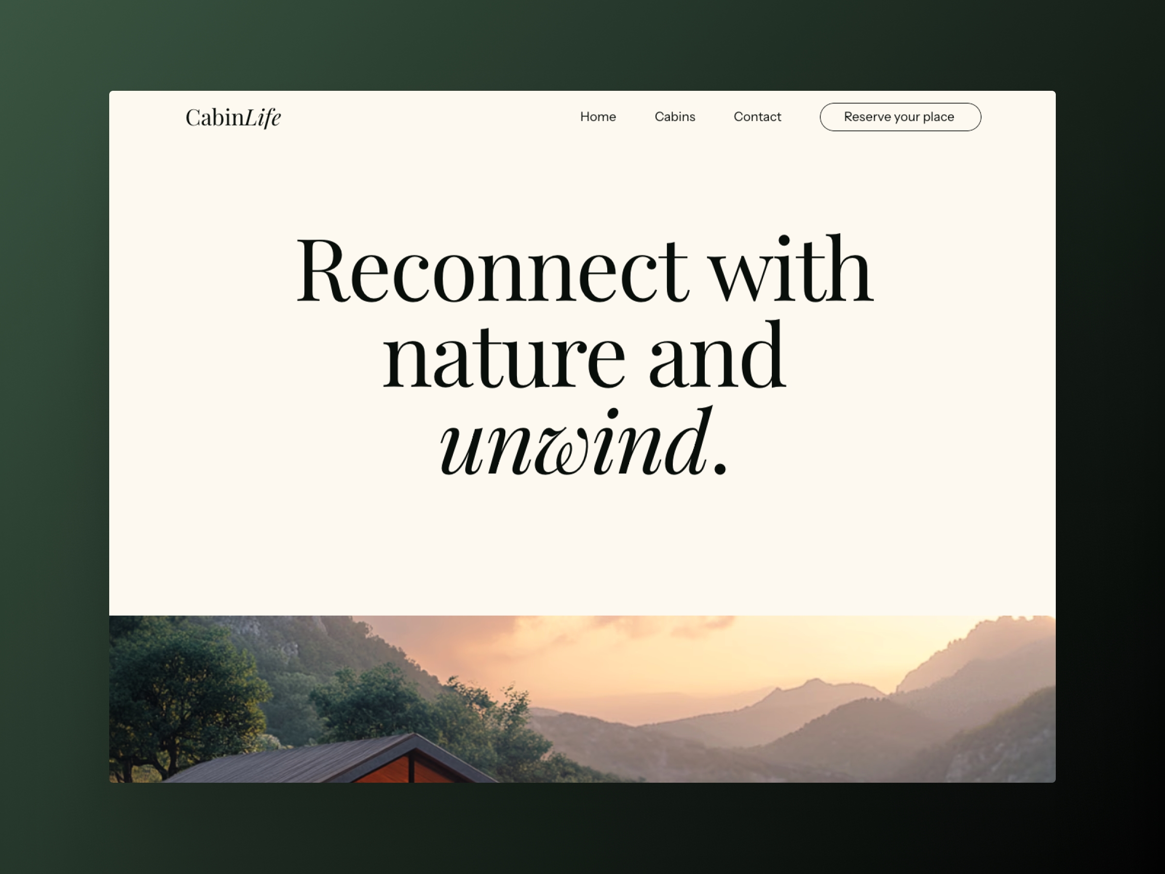 CabinLife Framer template preview 2