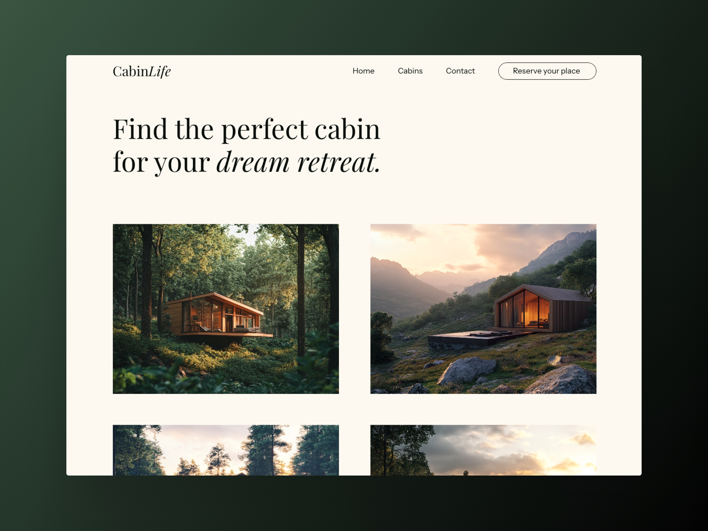 CabinLife Framer template preview 3