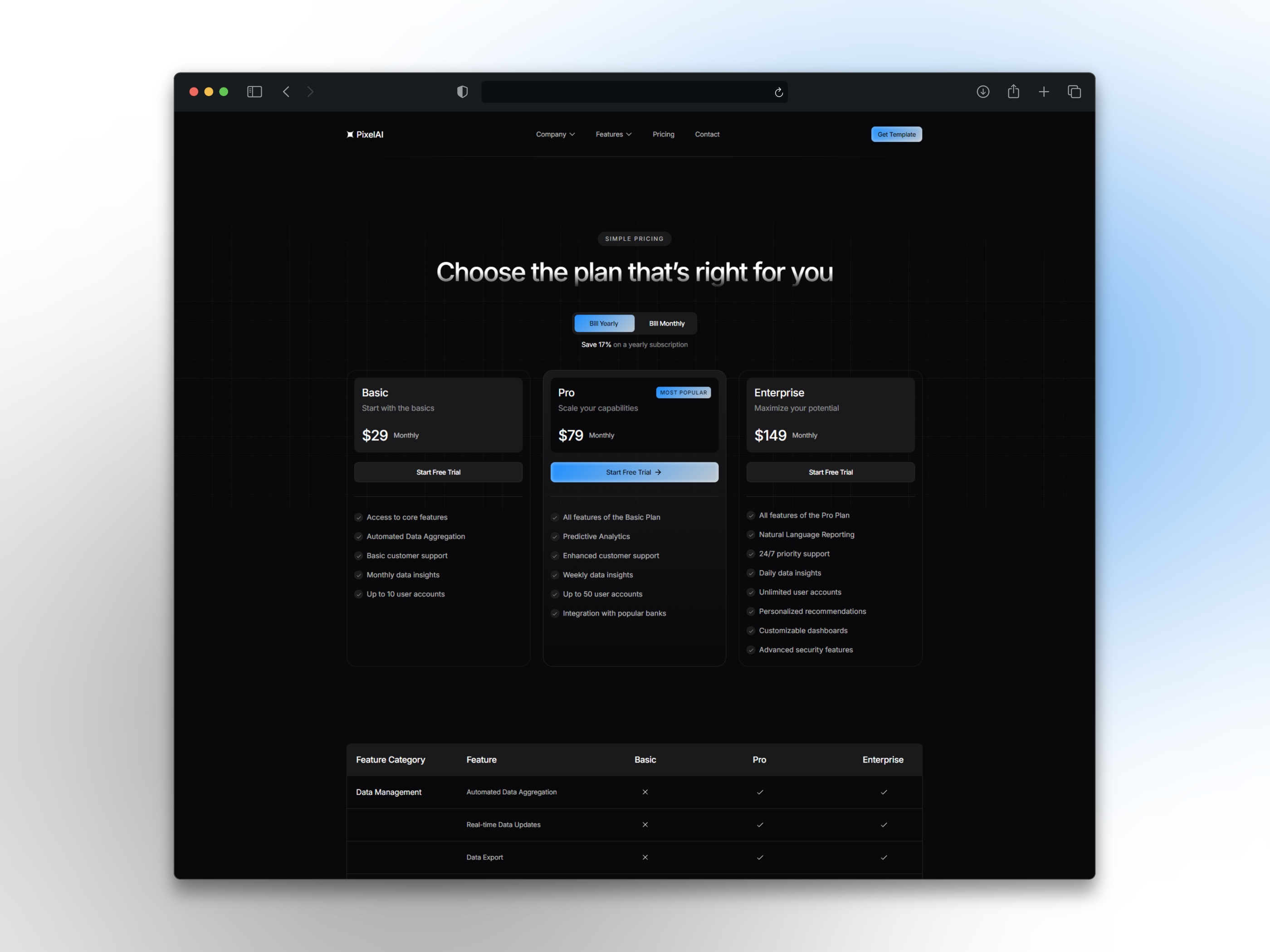 Pixel Framer template preview 3