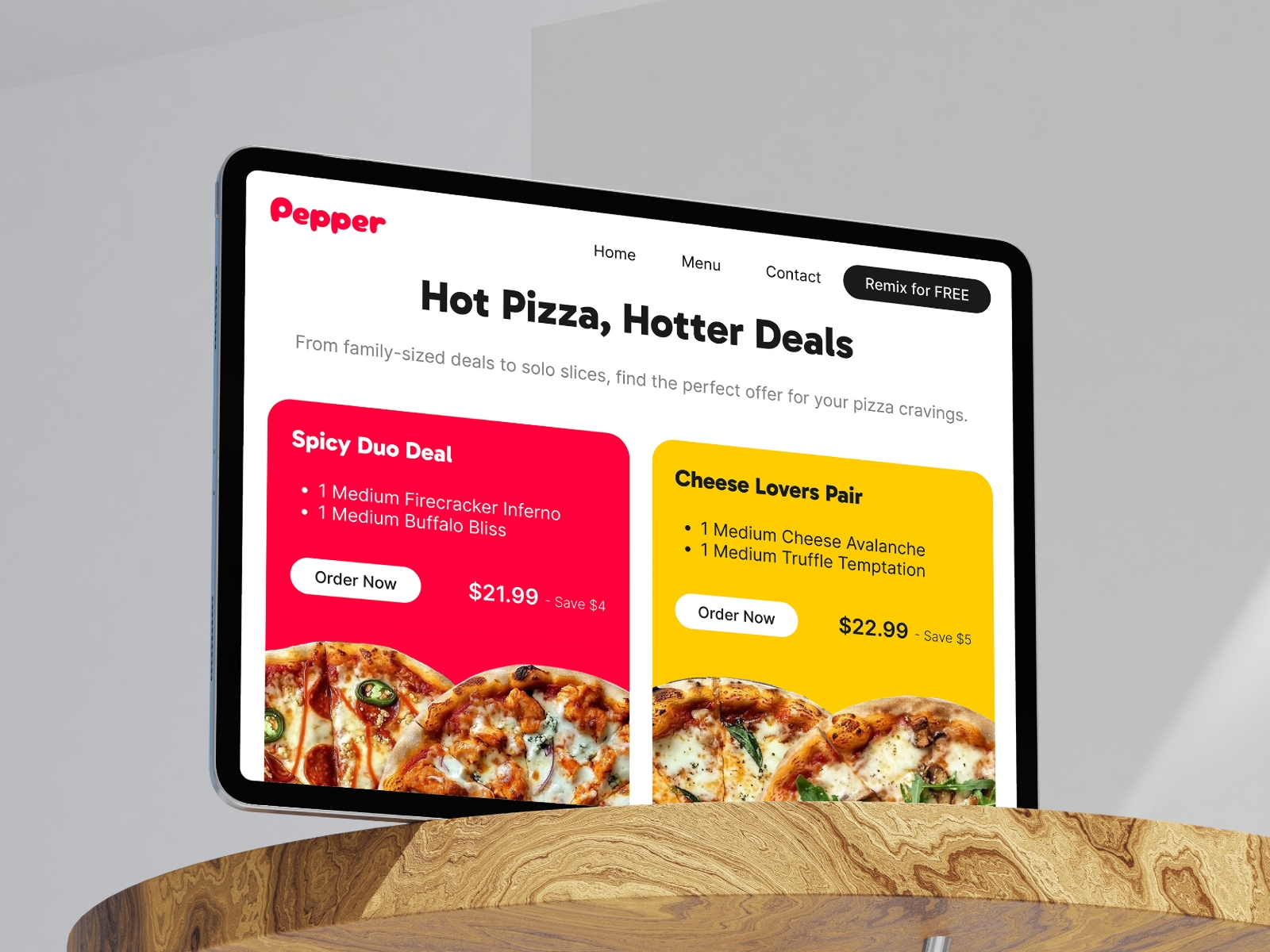 Pepper Framer template preview 2