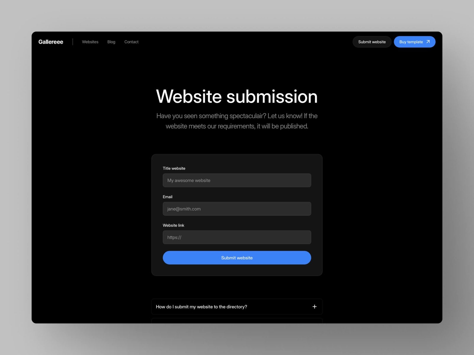 Gallereee Framer template preview 2