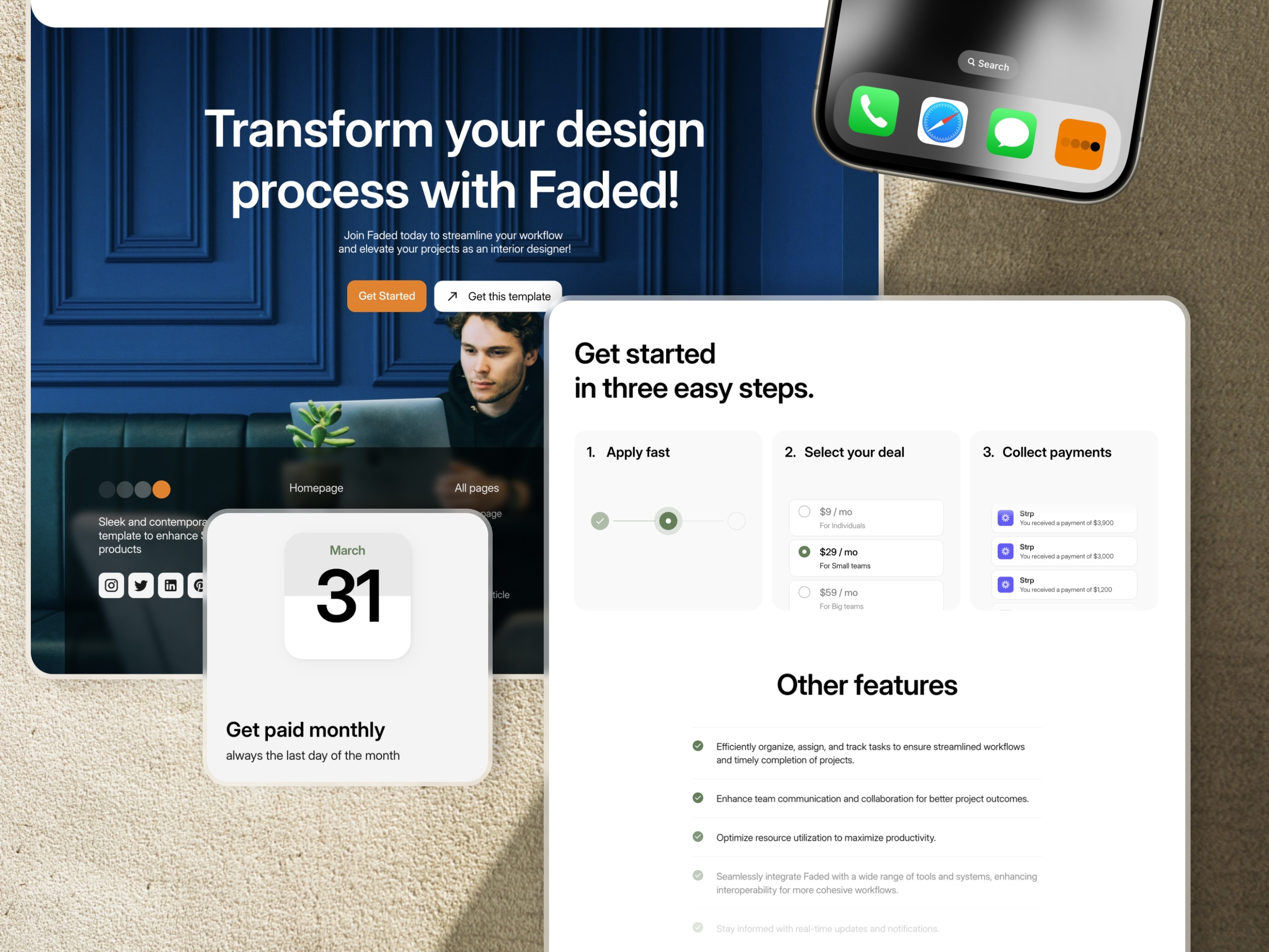 Faded Framer template preview 4