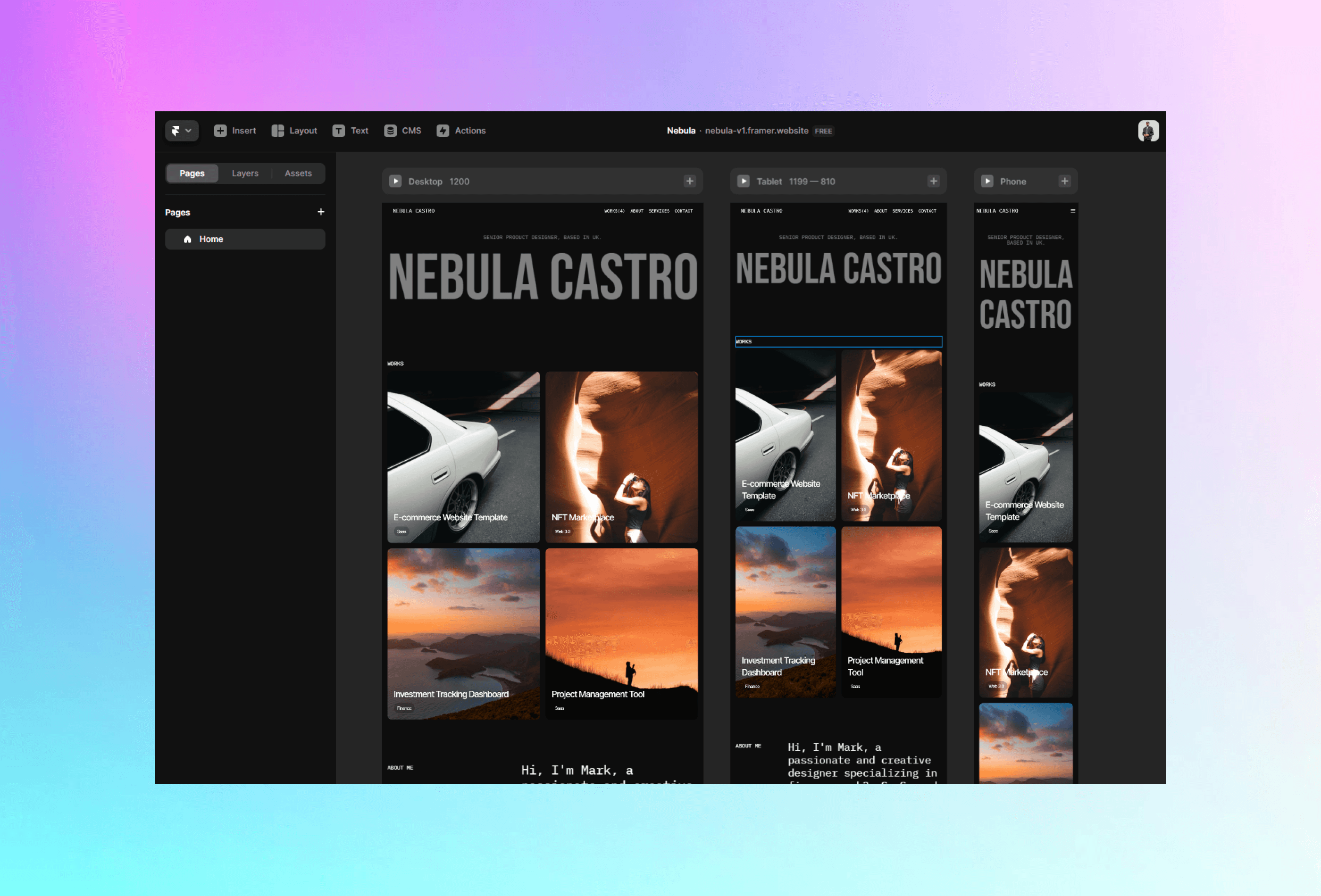 Nebula Framer template preview 3