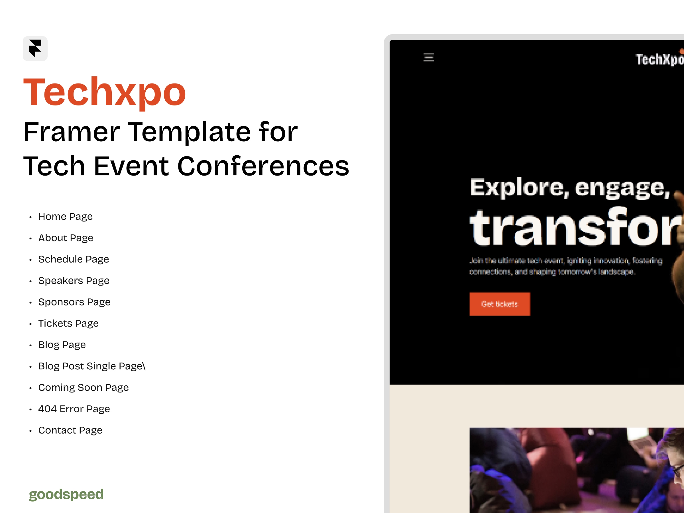 TechXpo Framer template preview 1