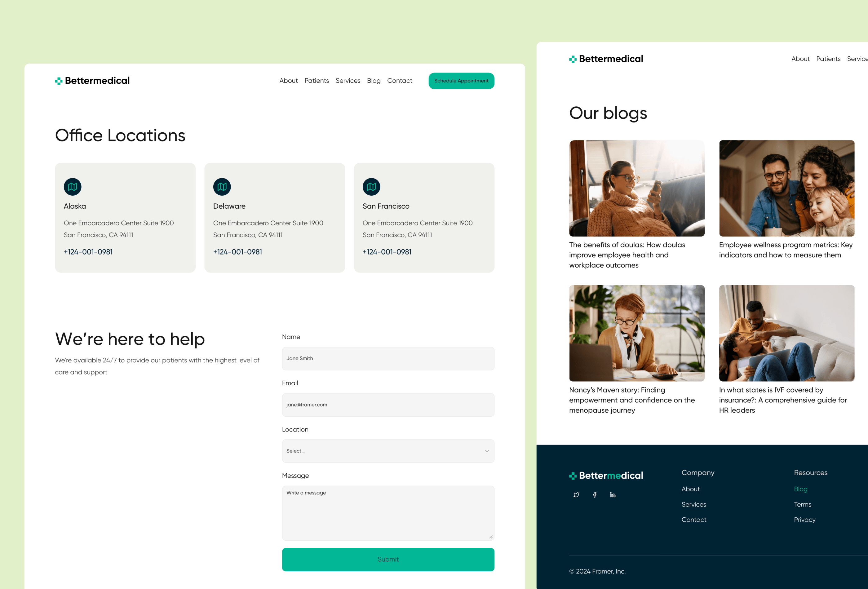 BetterMedical Framer template preview 4