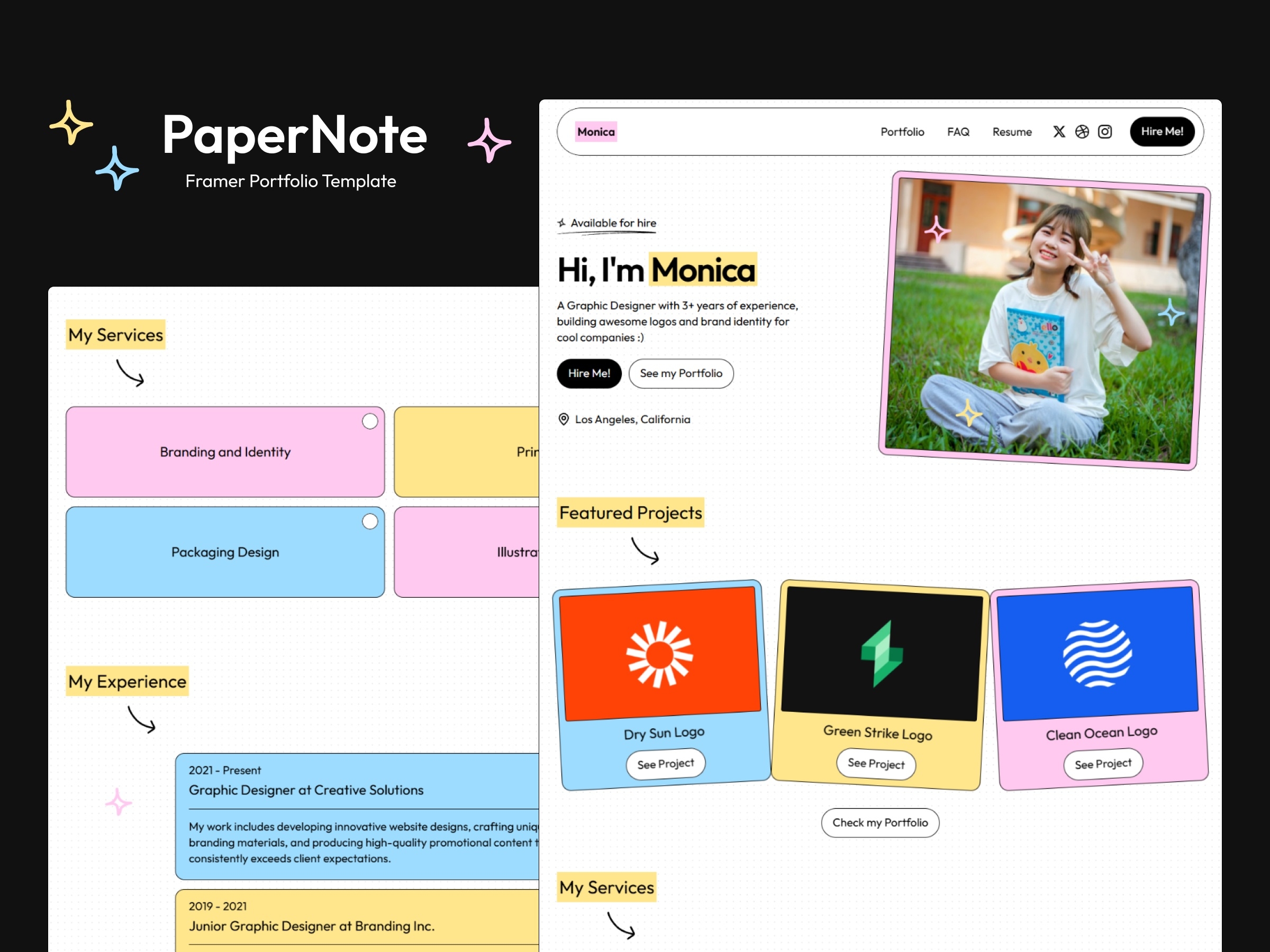 PaperNote Framer template preview 1