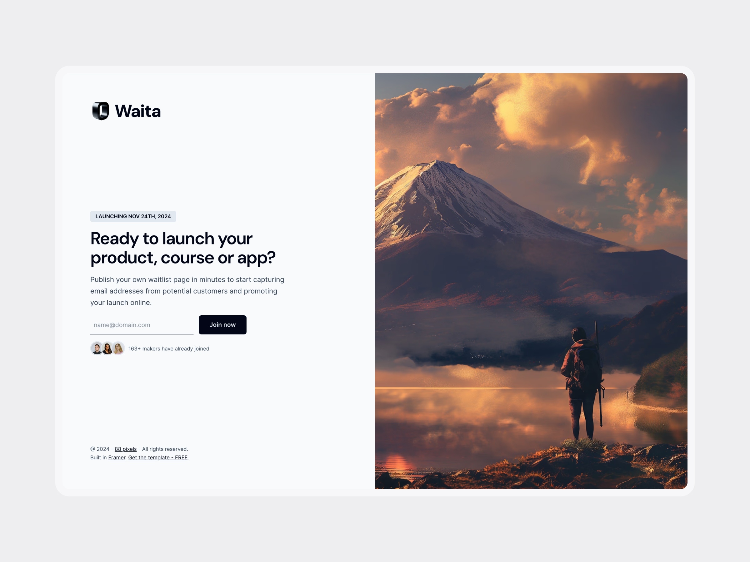 Waita Framer template preview 1