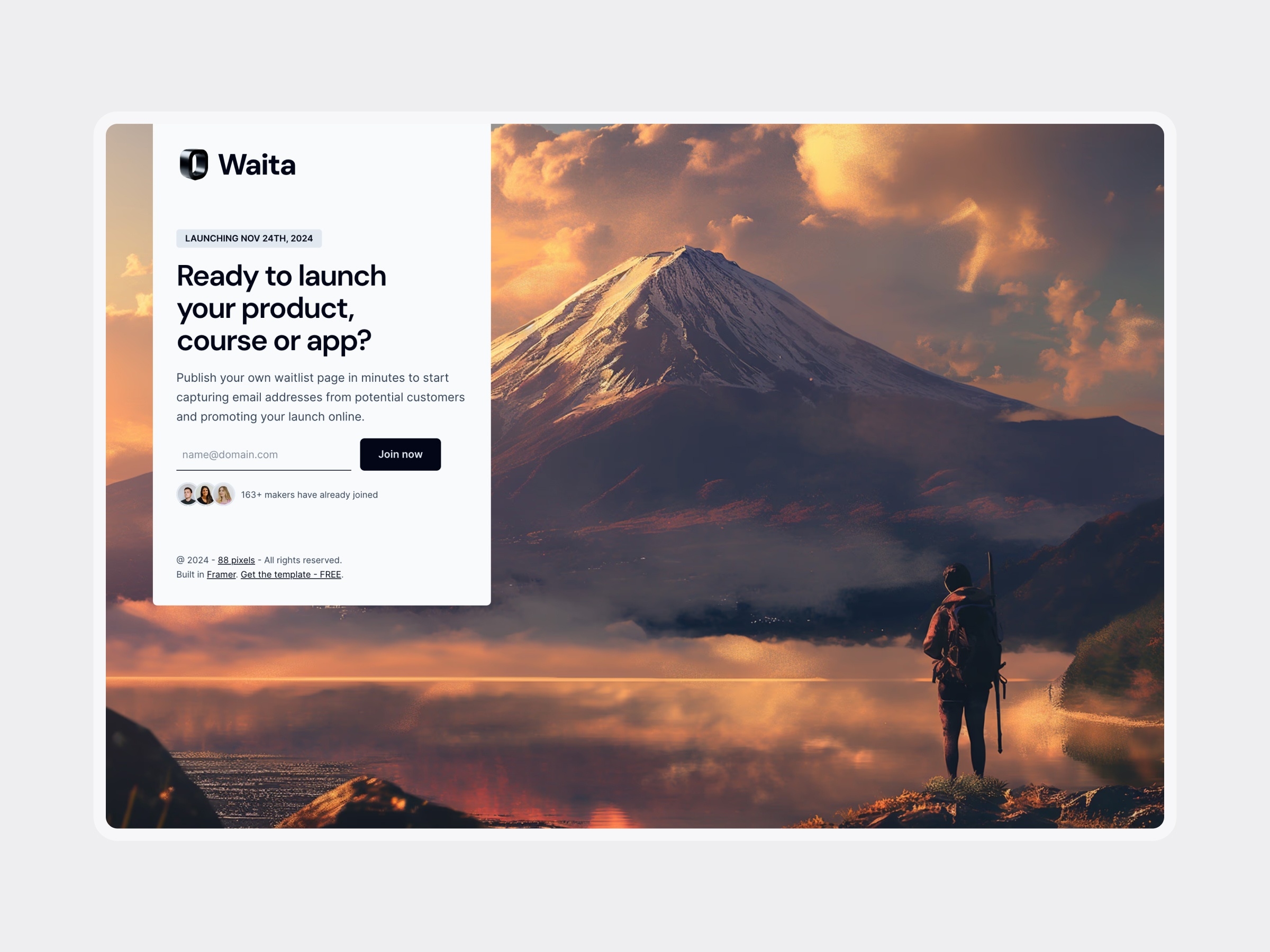 Waita Framer template preview 2