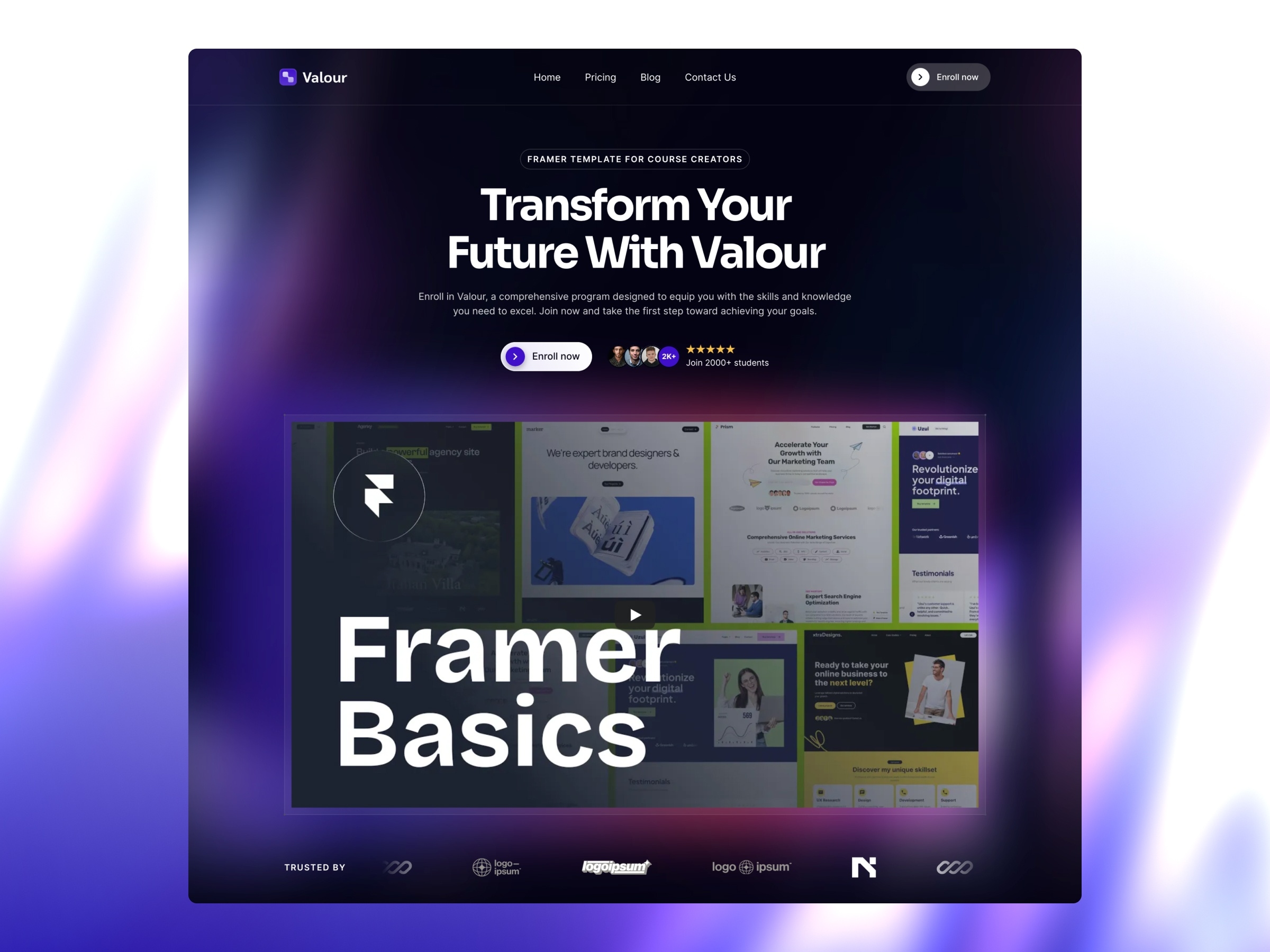 Valour Framer template preview 1