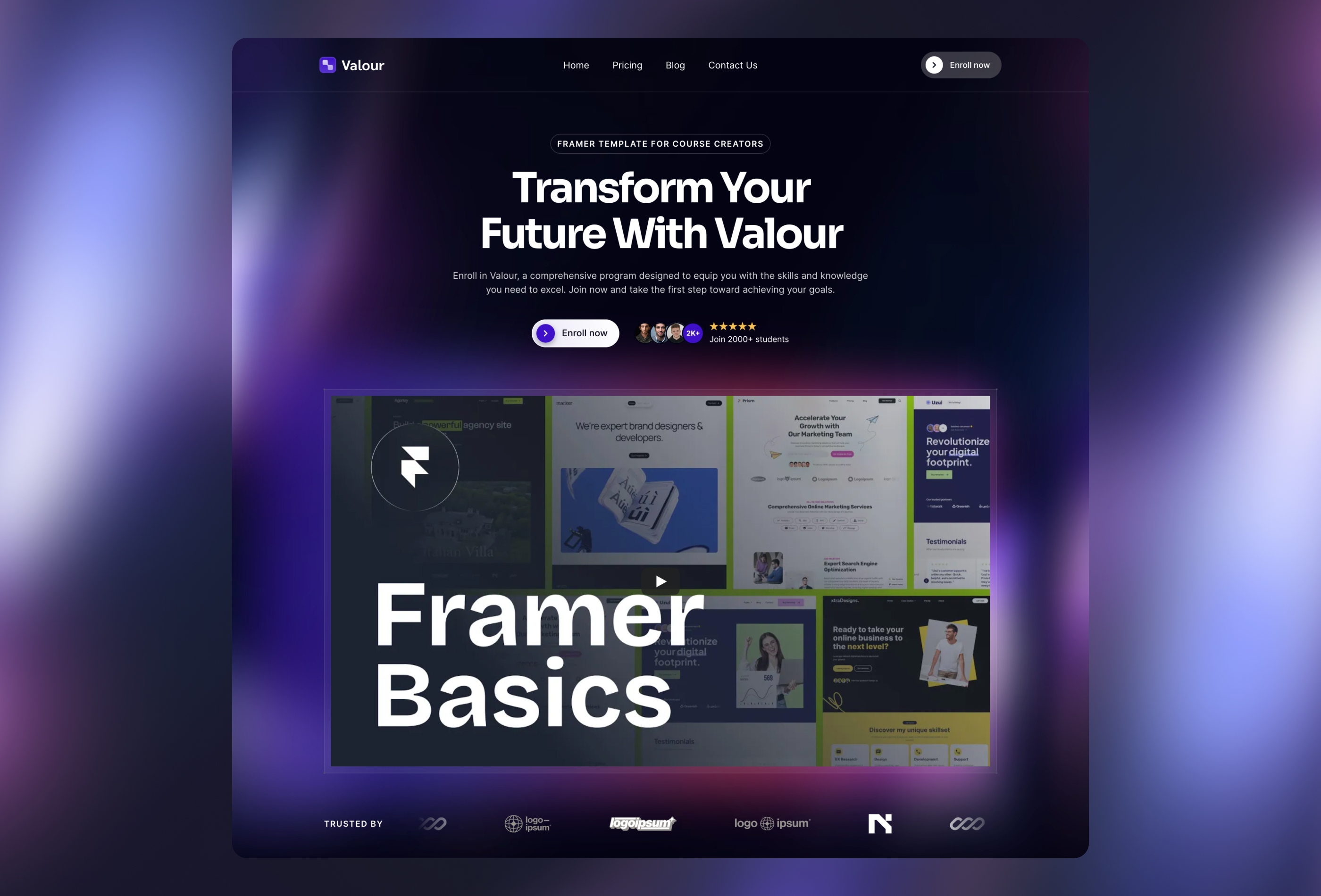 Valour Framer template preview 2