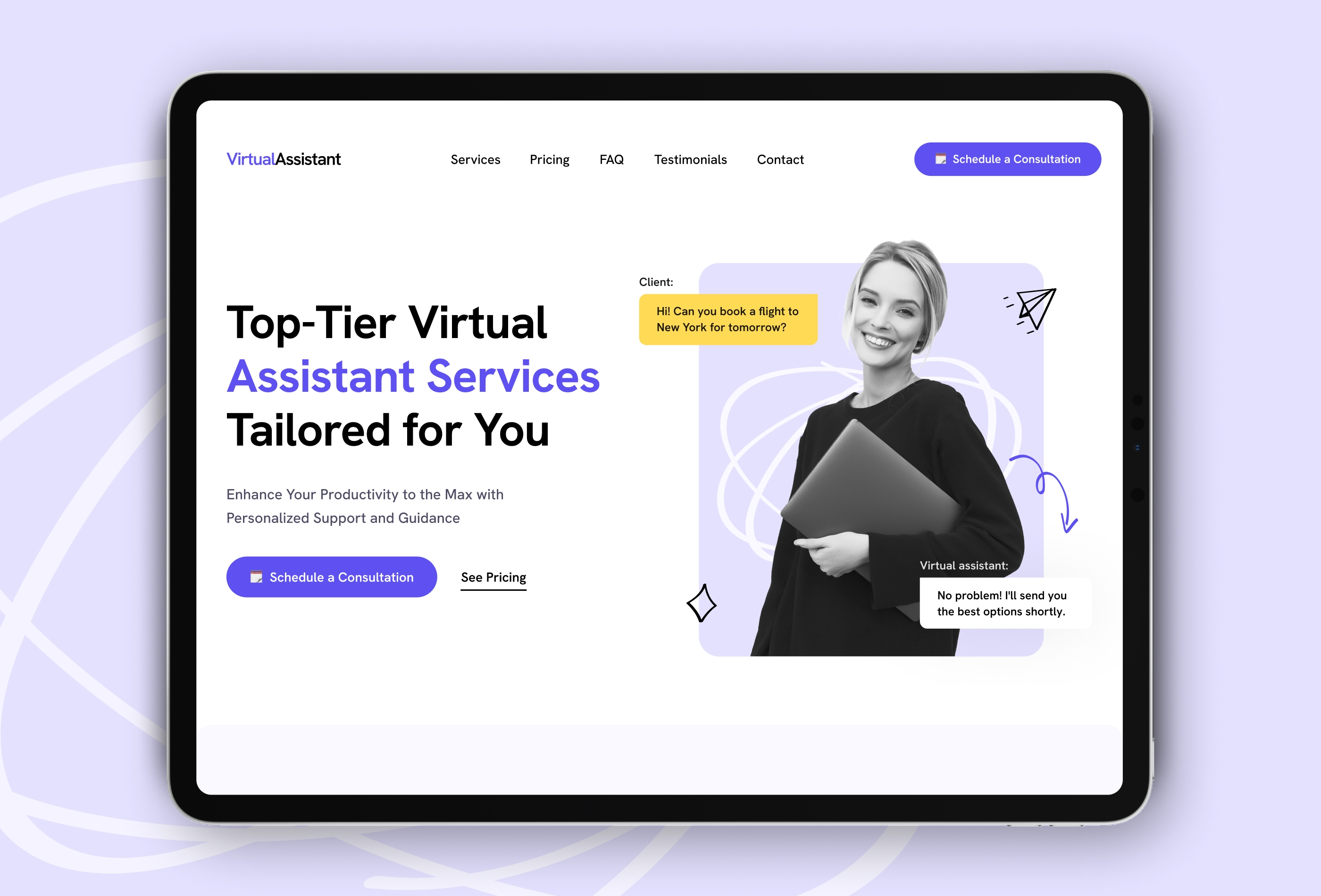 Virtual Assistant Framer template preview 2