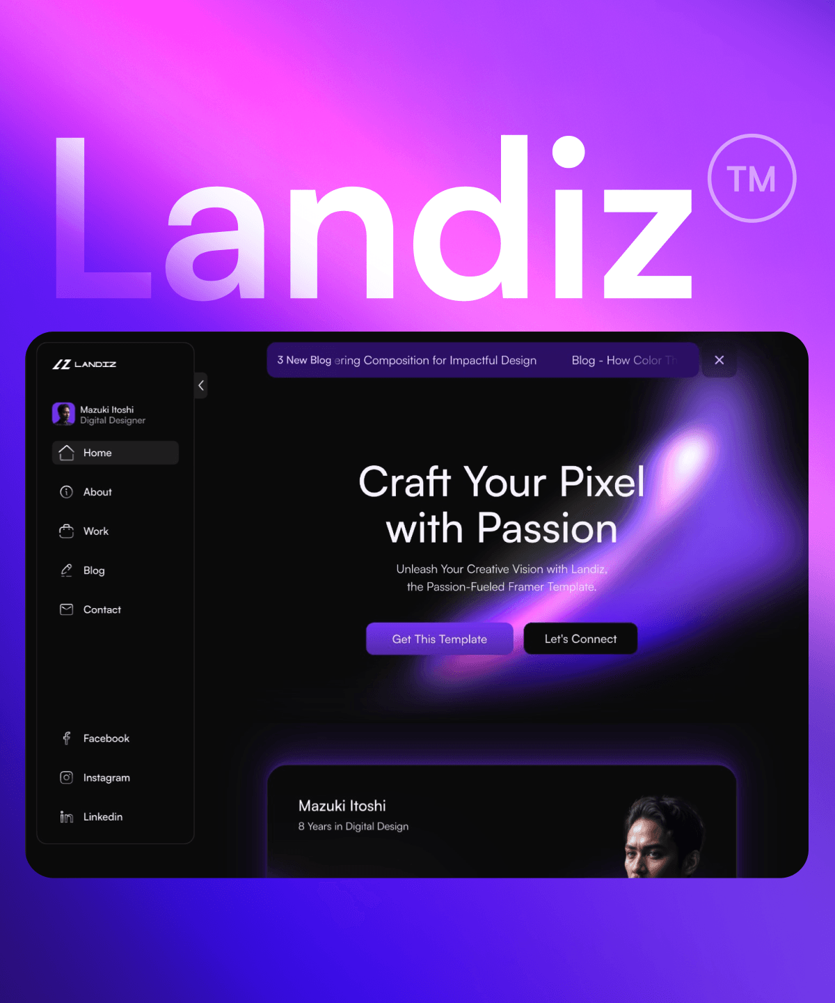 Landiz Framer template preview 1