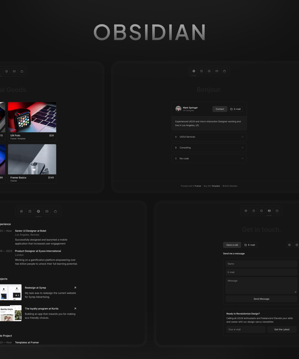 Obsidian Framer template preview 1