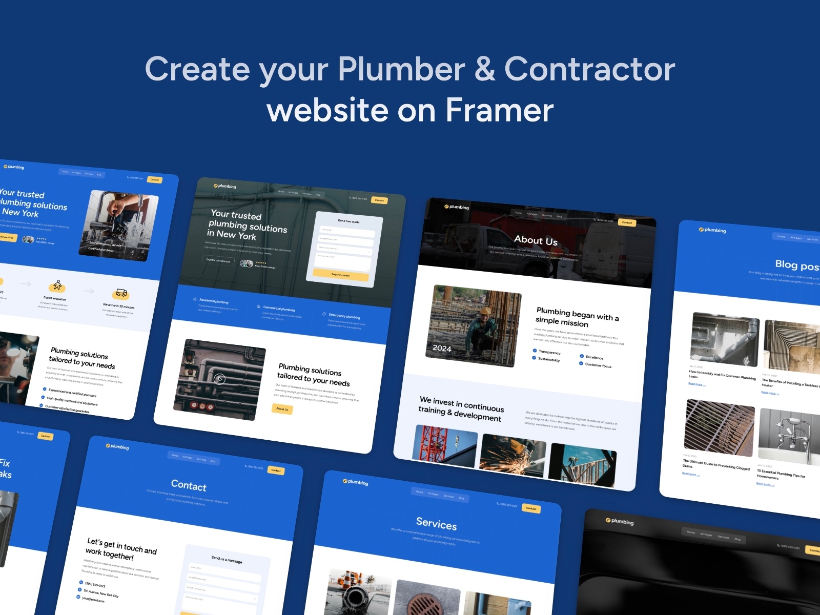 Plumbing Framer template preview 3