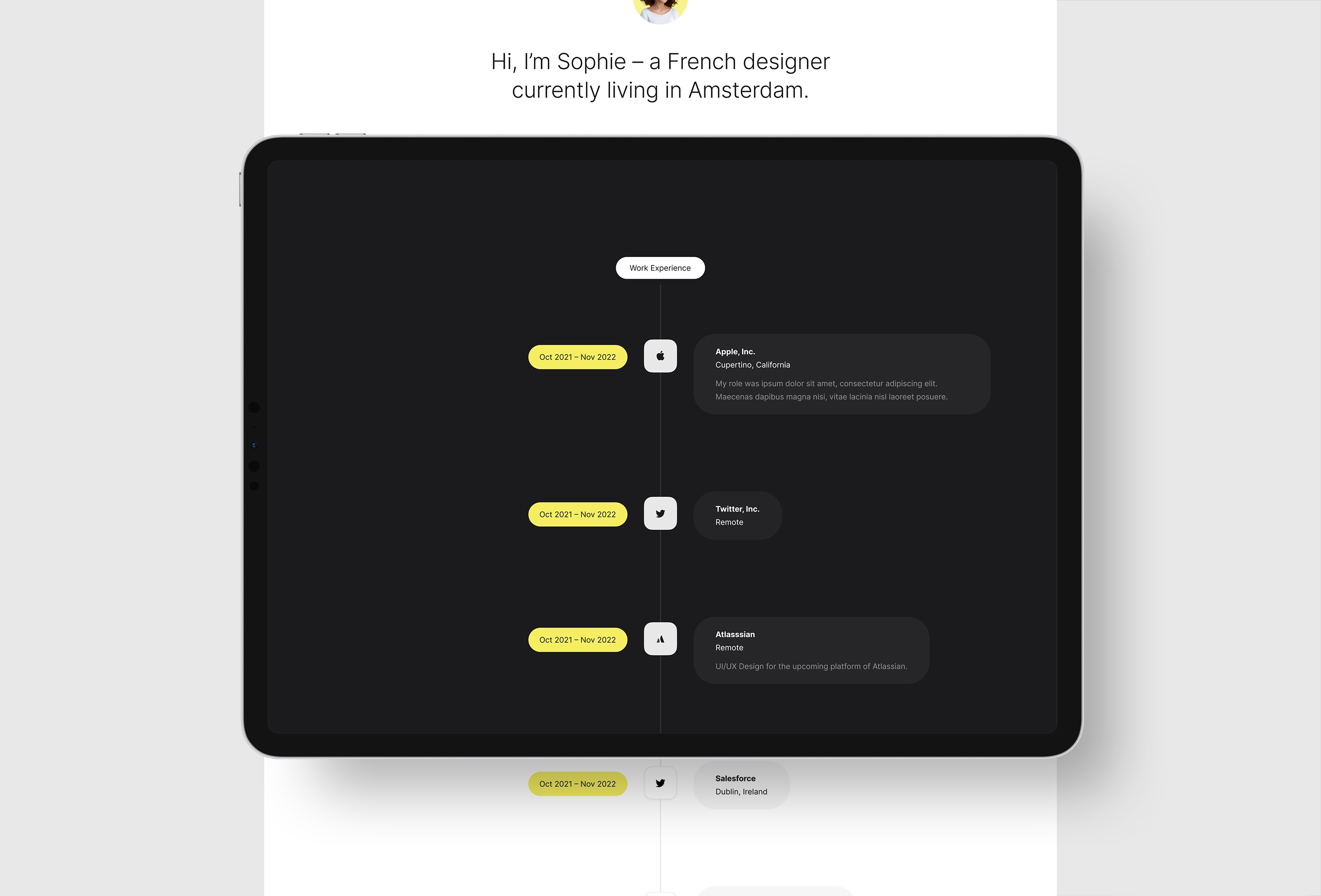 Solide CV Framer template preview 3