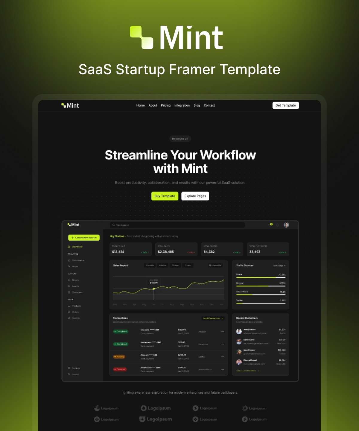 Mint Framer template preview 1