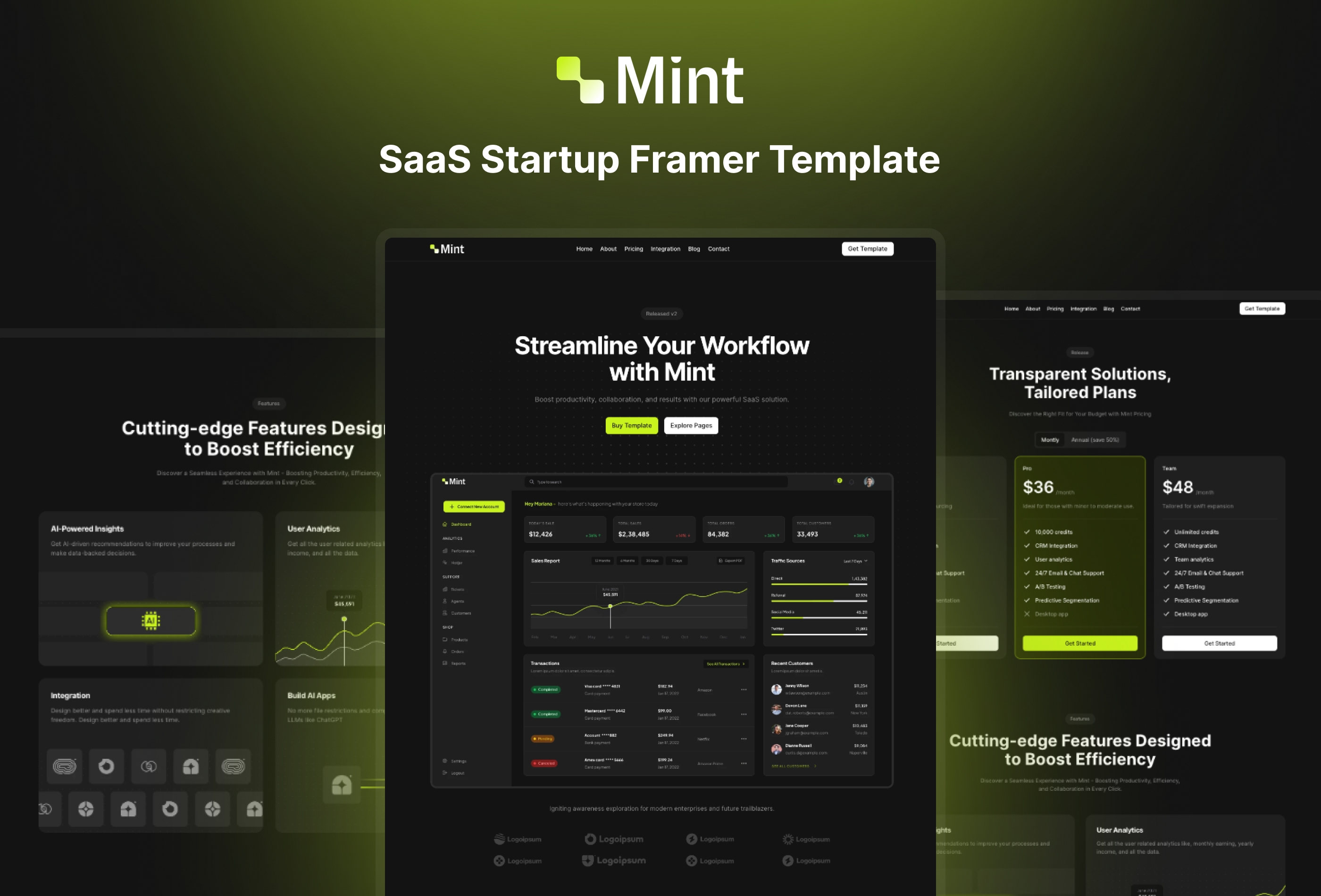 Mint Framer template preview 2