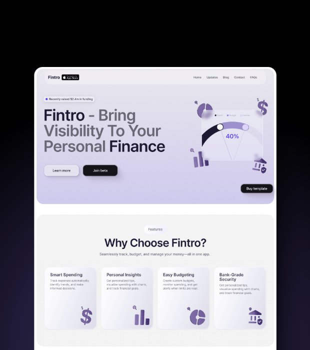 Fintro Framer template preview 1