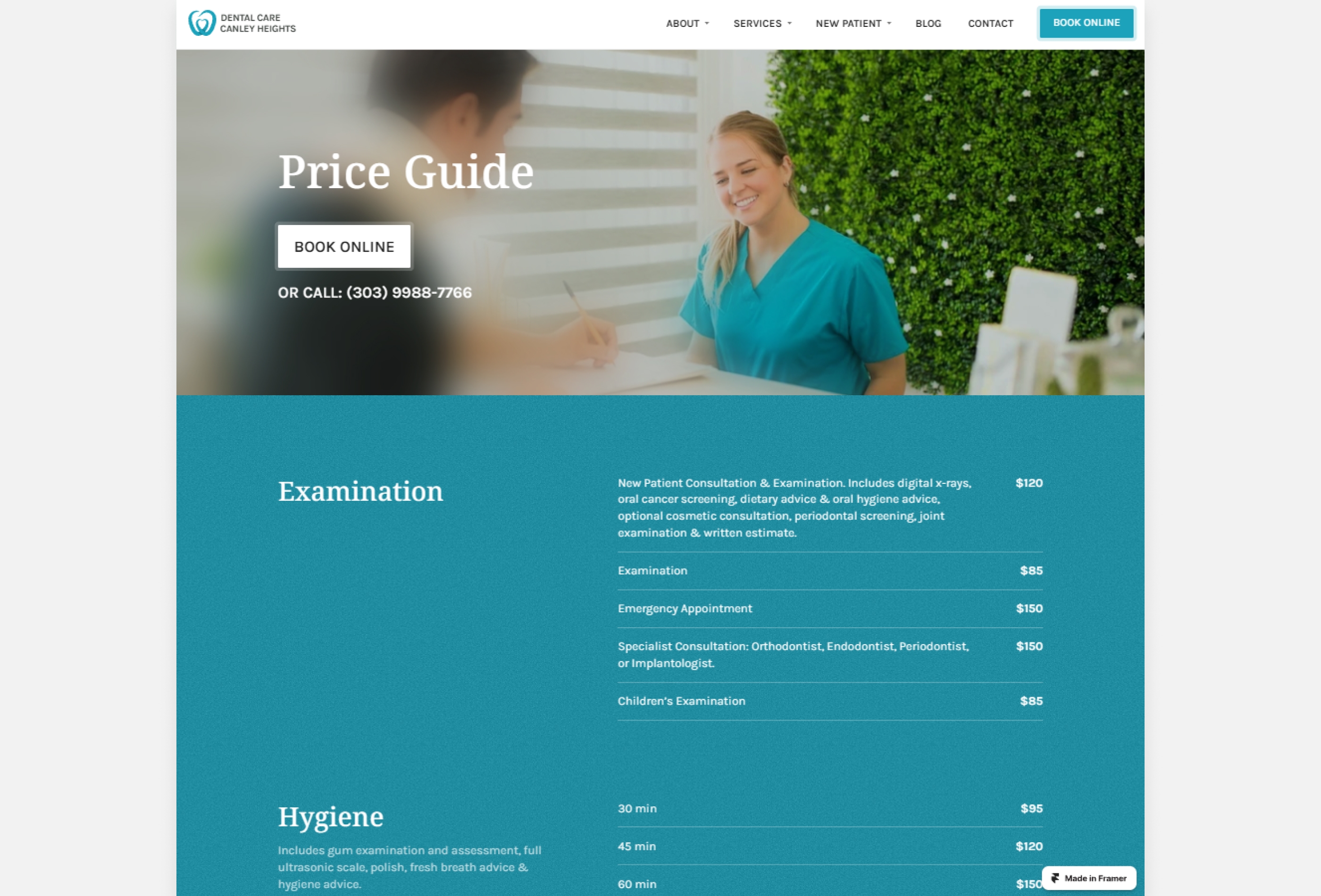 DentalCare Framer template preview 2