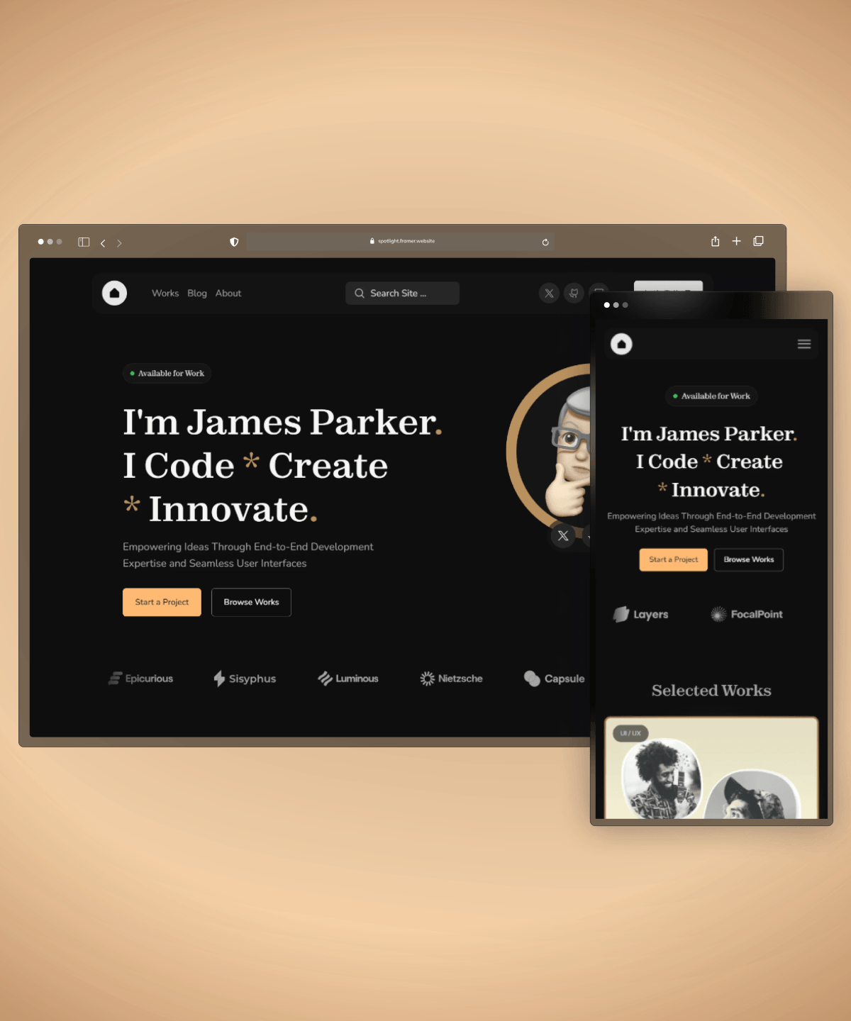 Spotlight Framer template preview 1