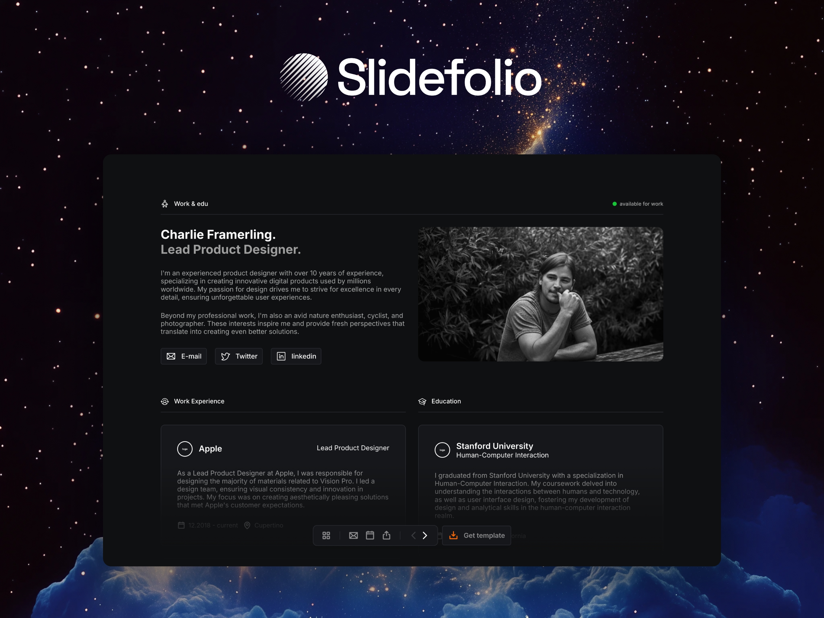 Slidefolio Framer template preview 1