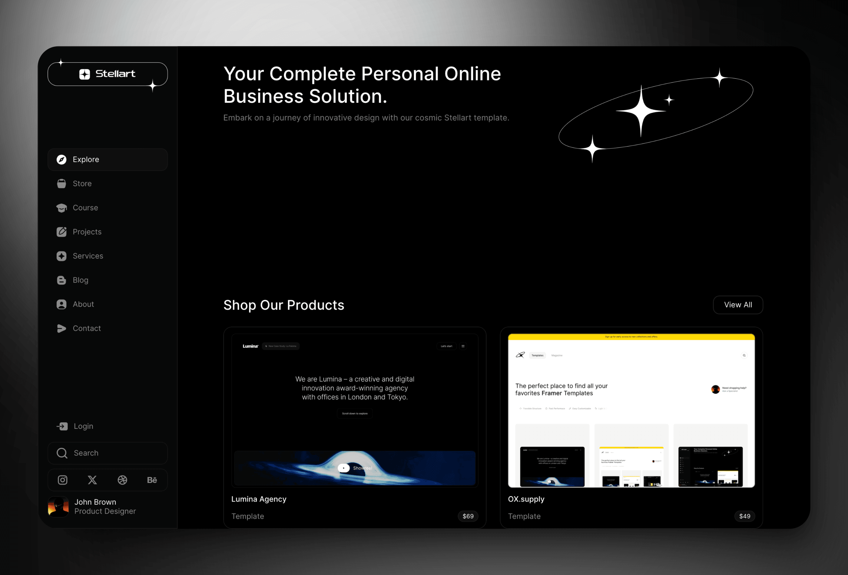 Stellart Framer template preview 2