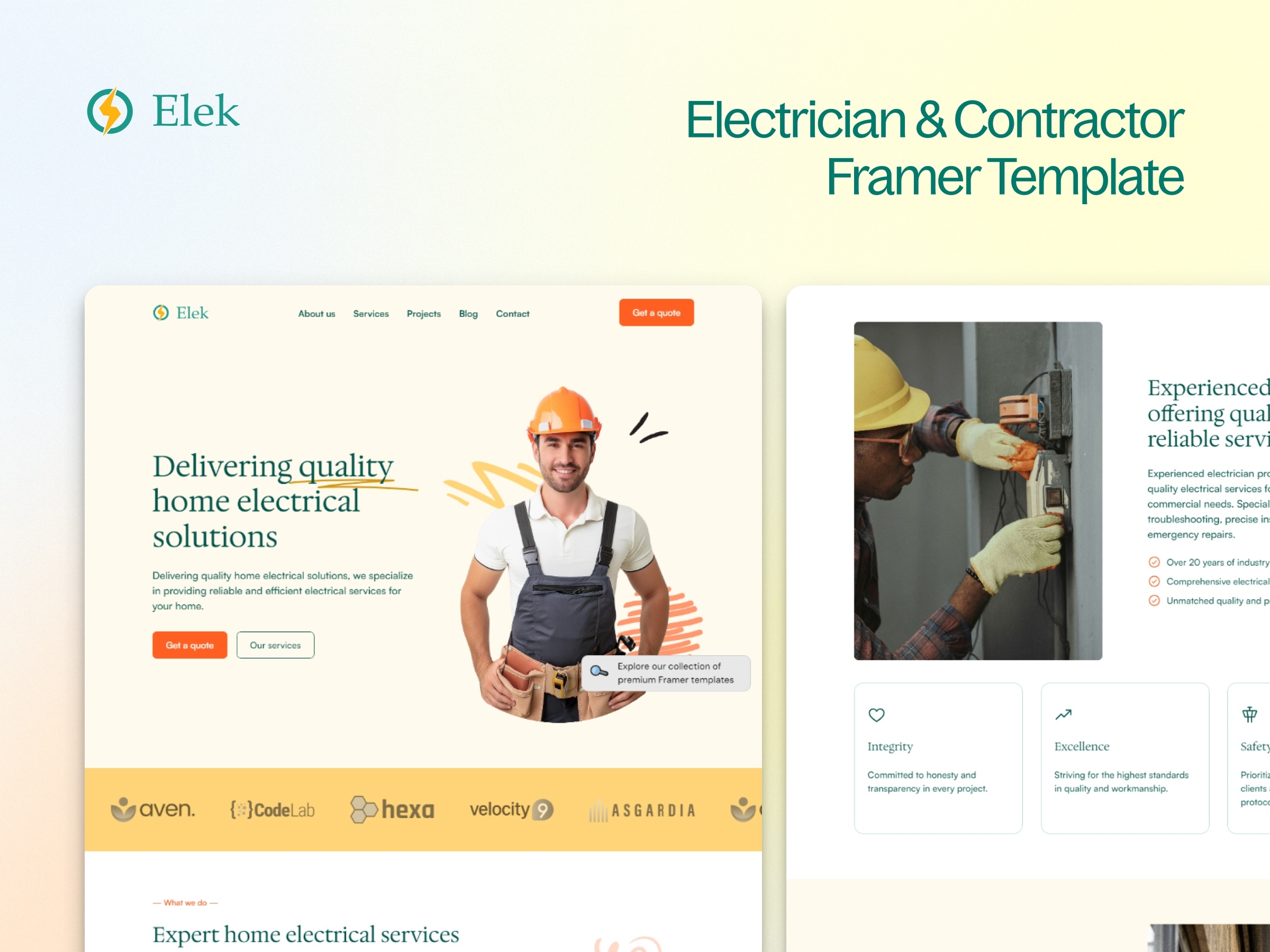 Elek Framer template preview 1