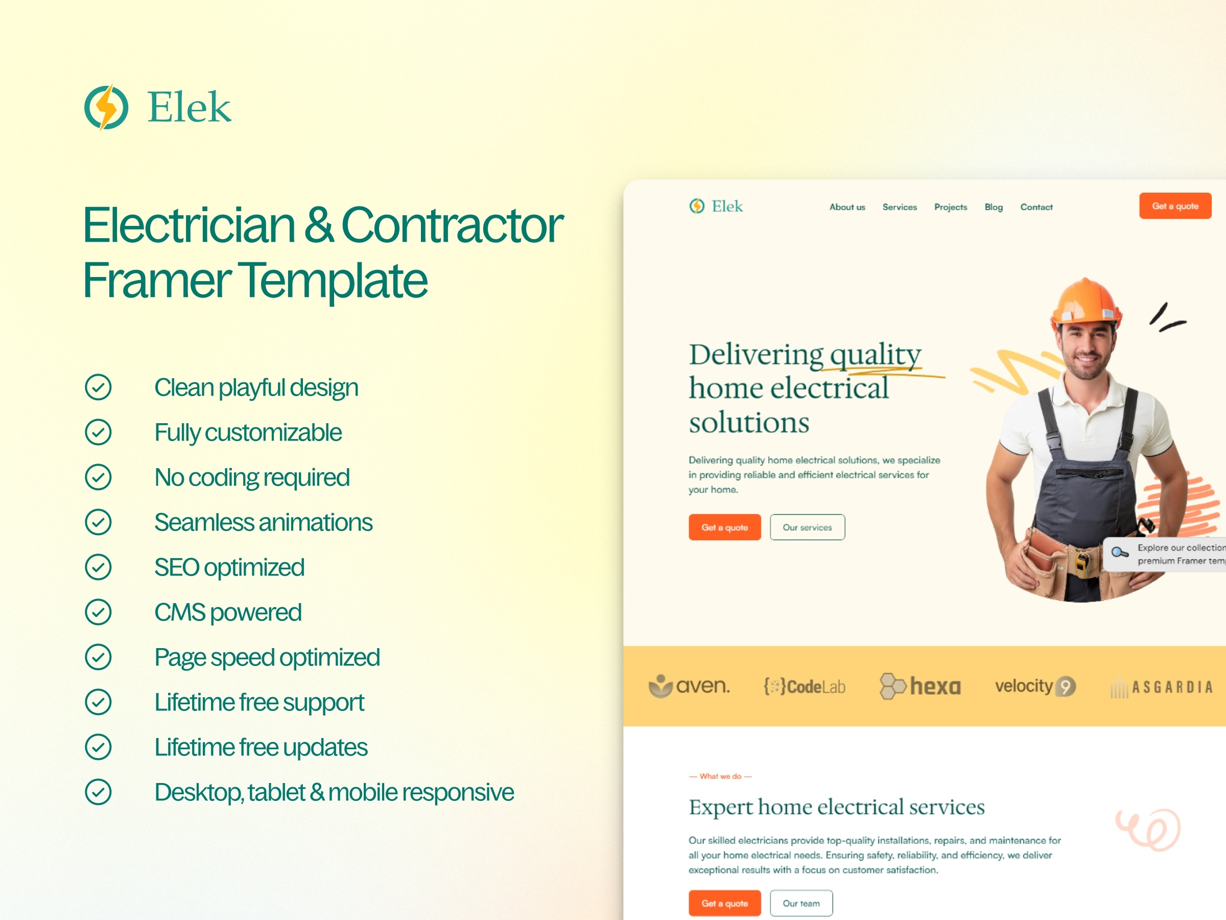 Elek Framer template preview 2