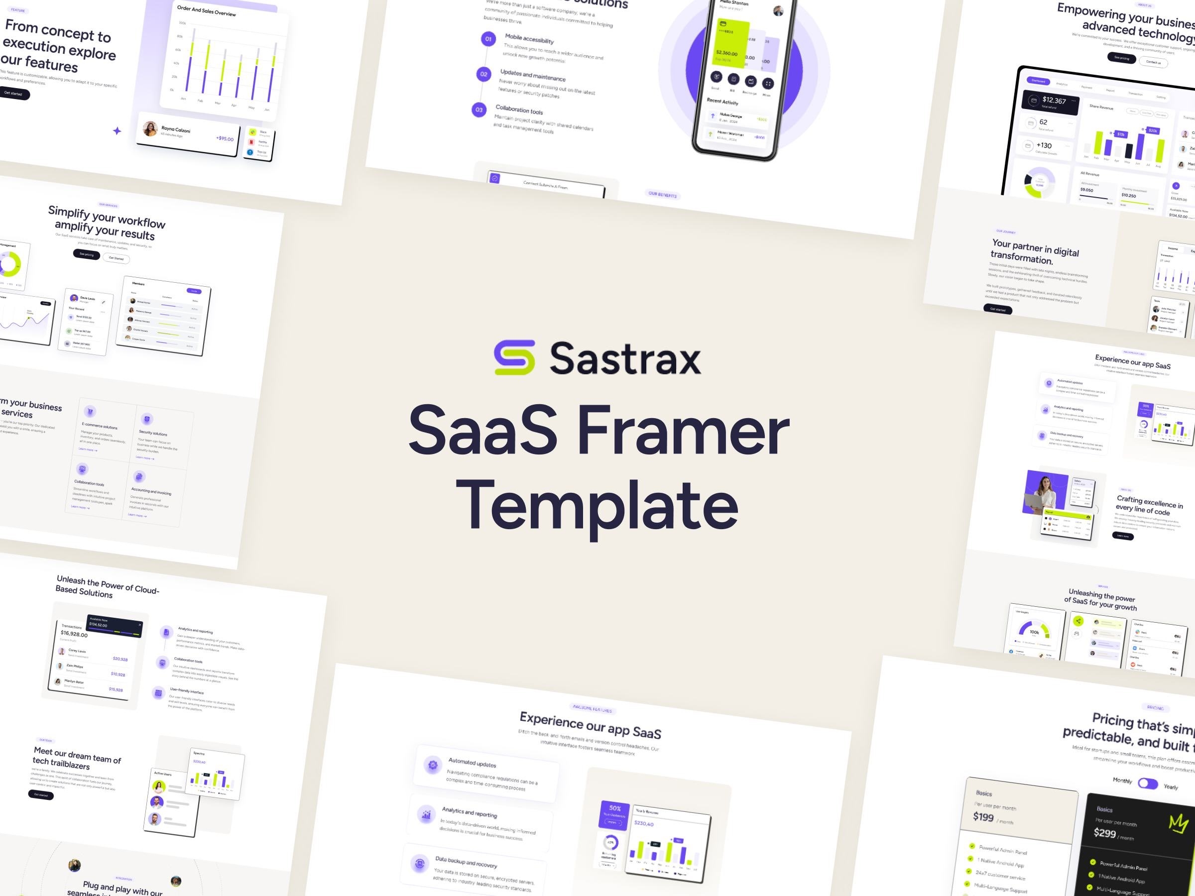 Sastrax Framer template preview 1