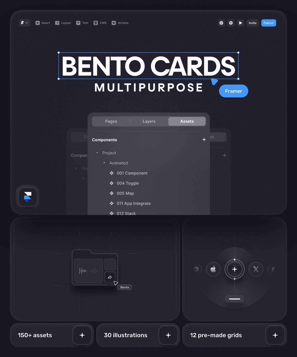 UI8 Bento Cards Framer template preview 1