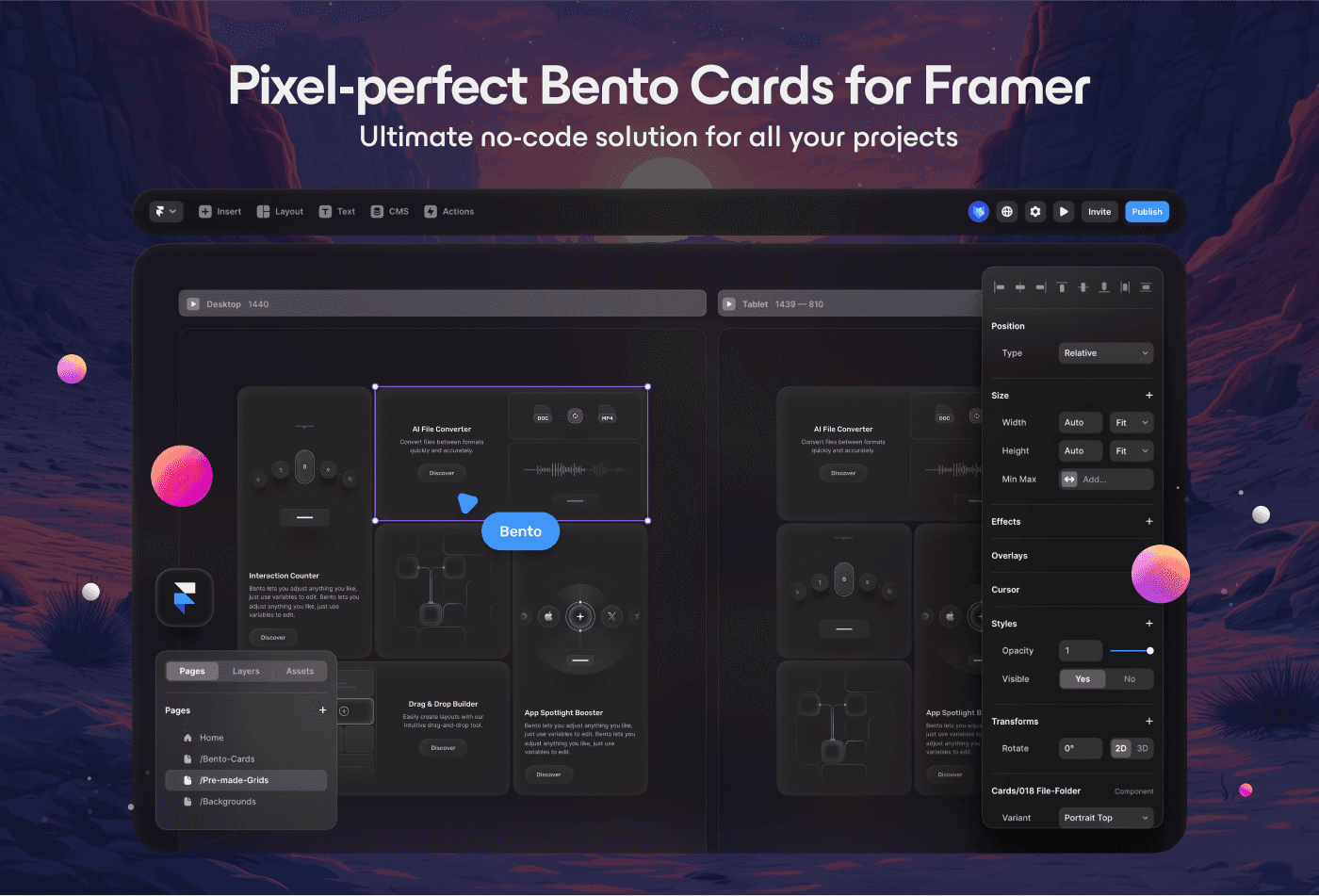 UI8 Bento Cards Framer template preview 2