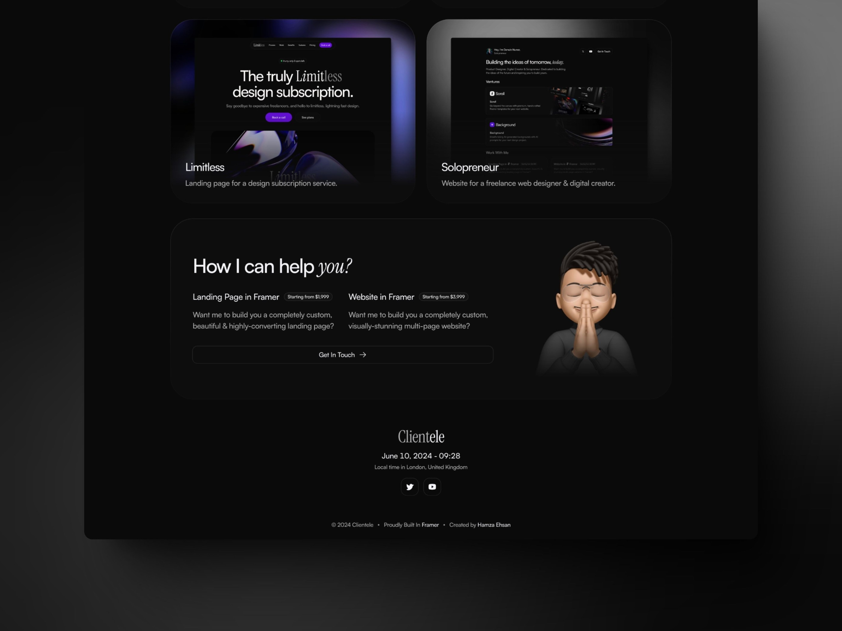 Clientele Framer template preview 2