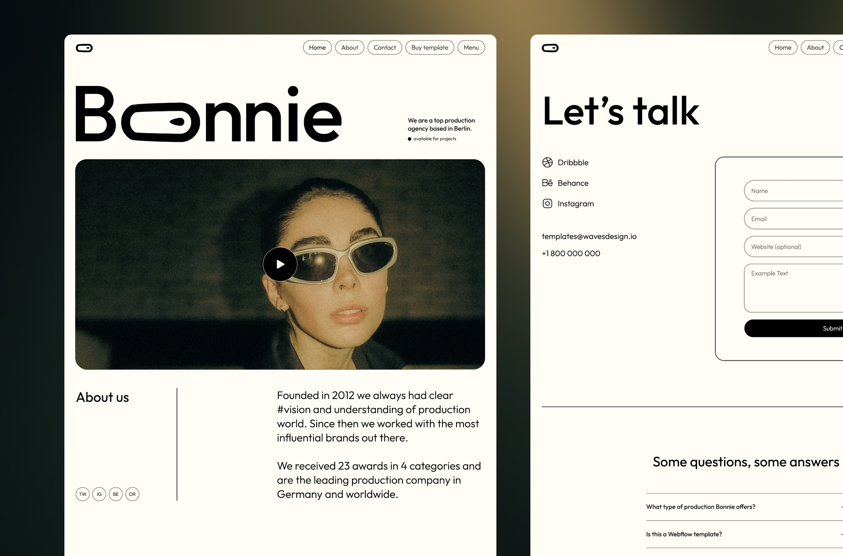 Bonnie Framer template preview 2