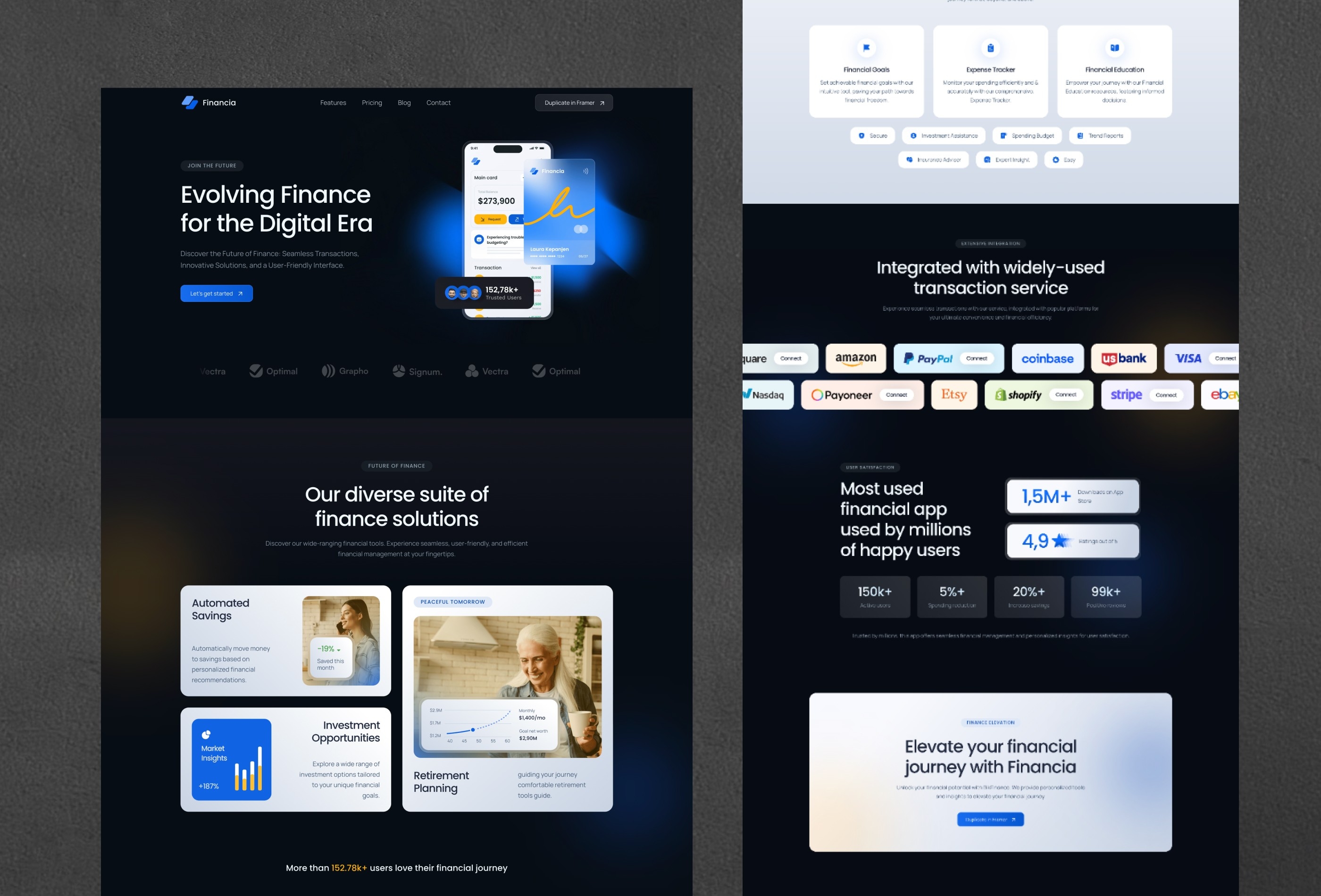 Financia Framer template preview 2