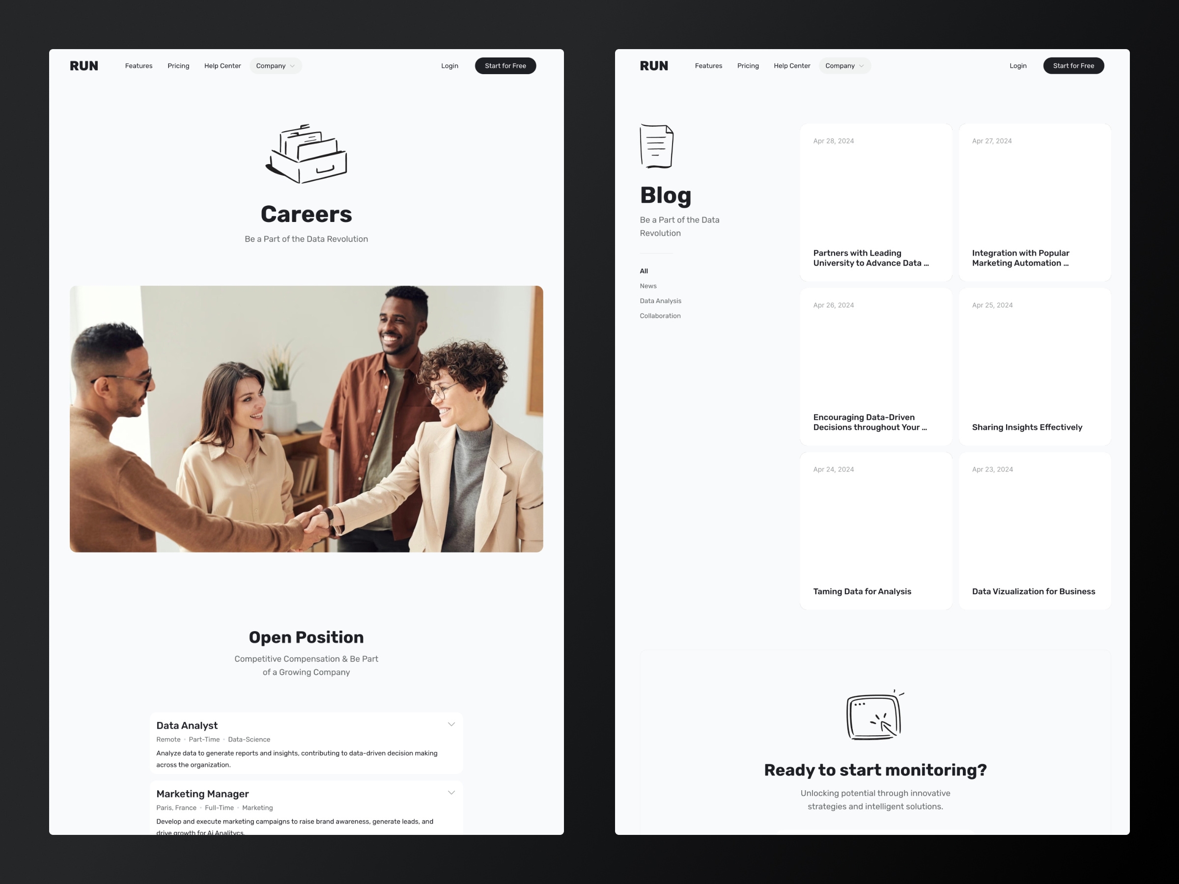 RUN Framer template preview 3