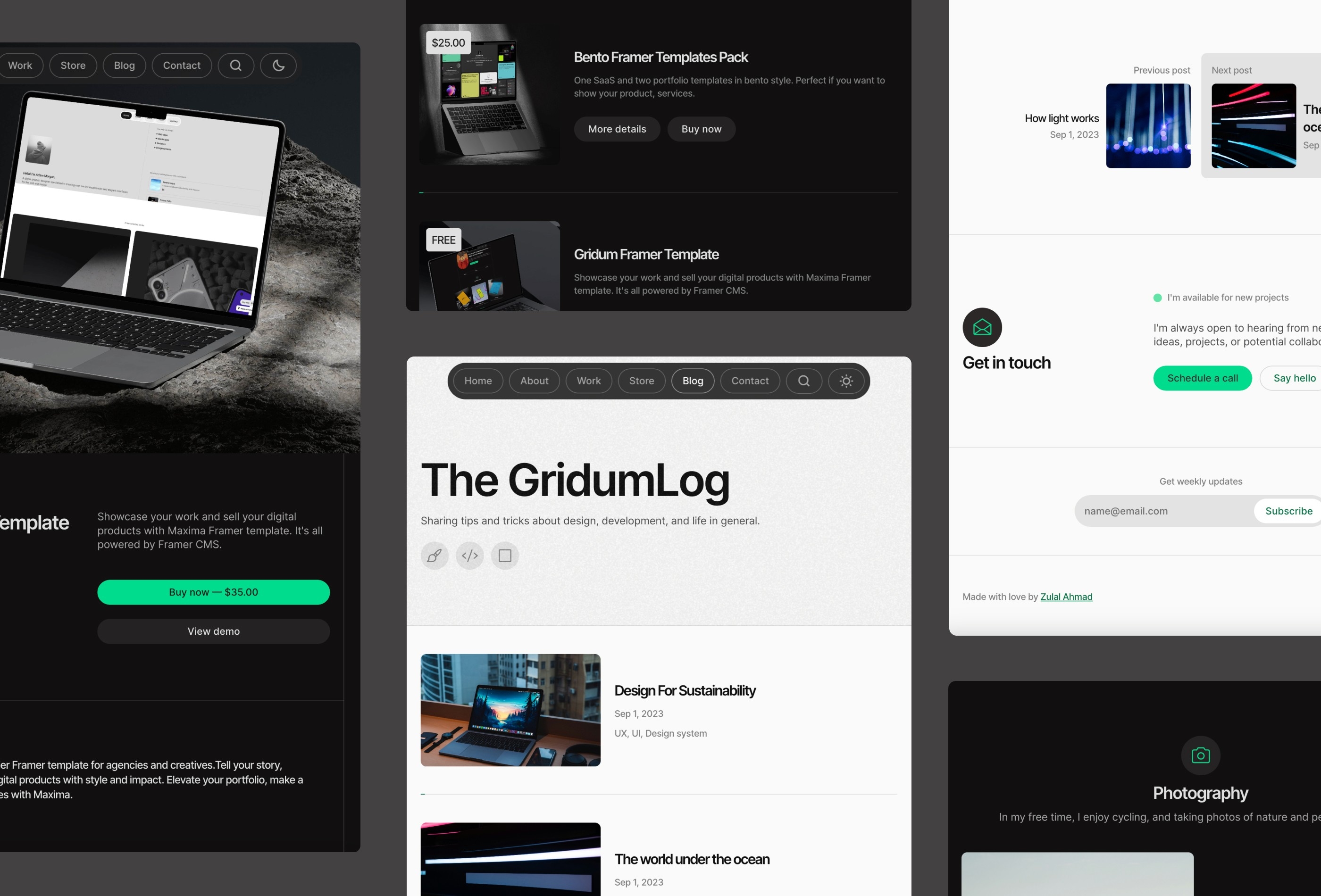 Gridum Framer template preview 4