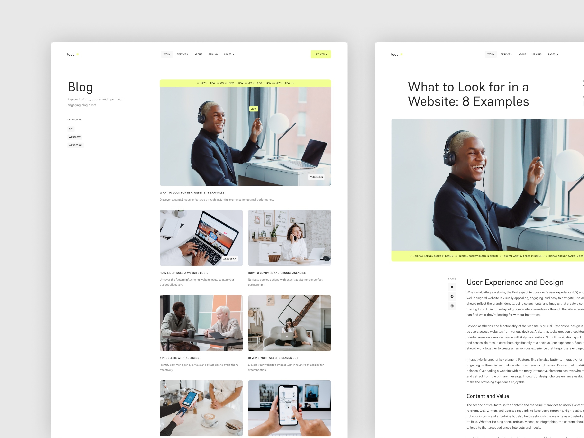 Leevi Framer template preview 4