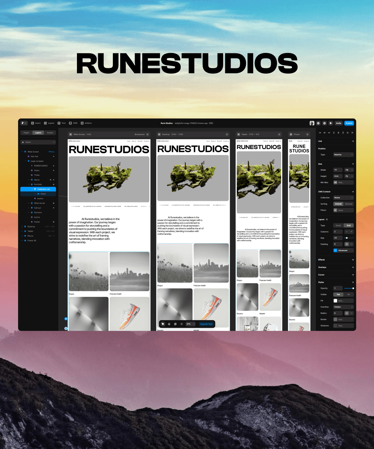 RuneStudios Framer template preview 1