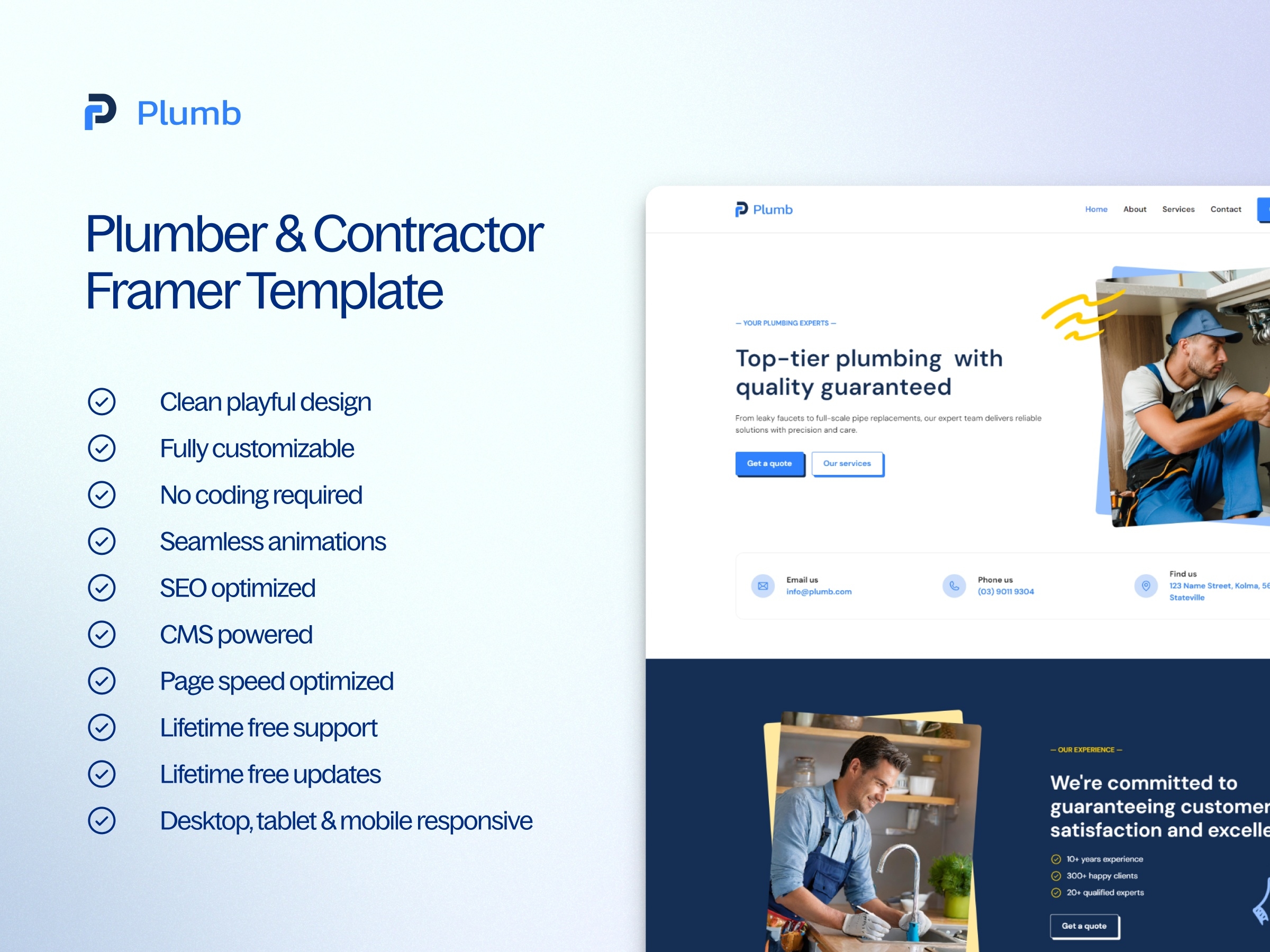 Plumb Framer template preview 2