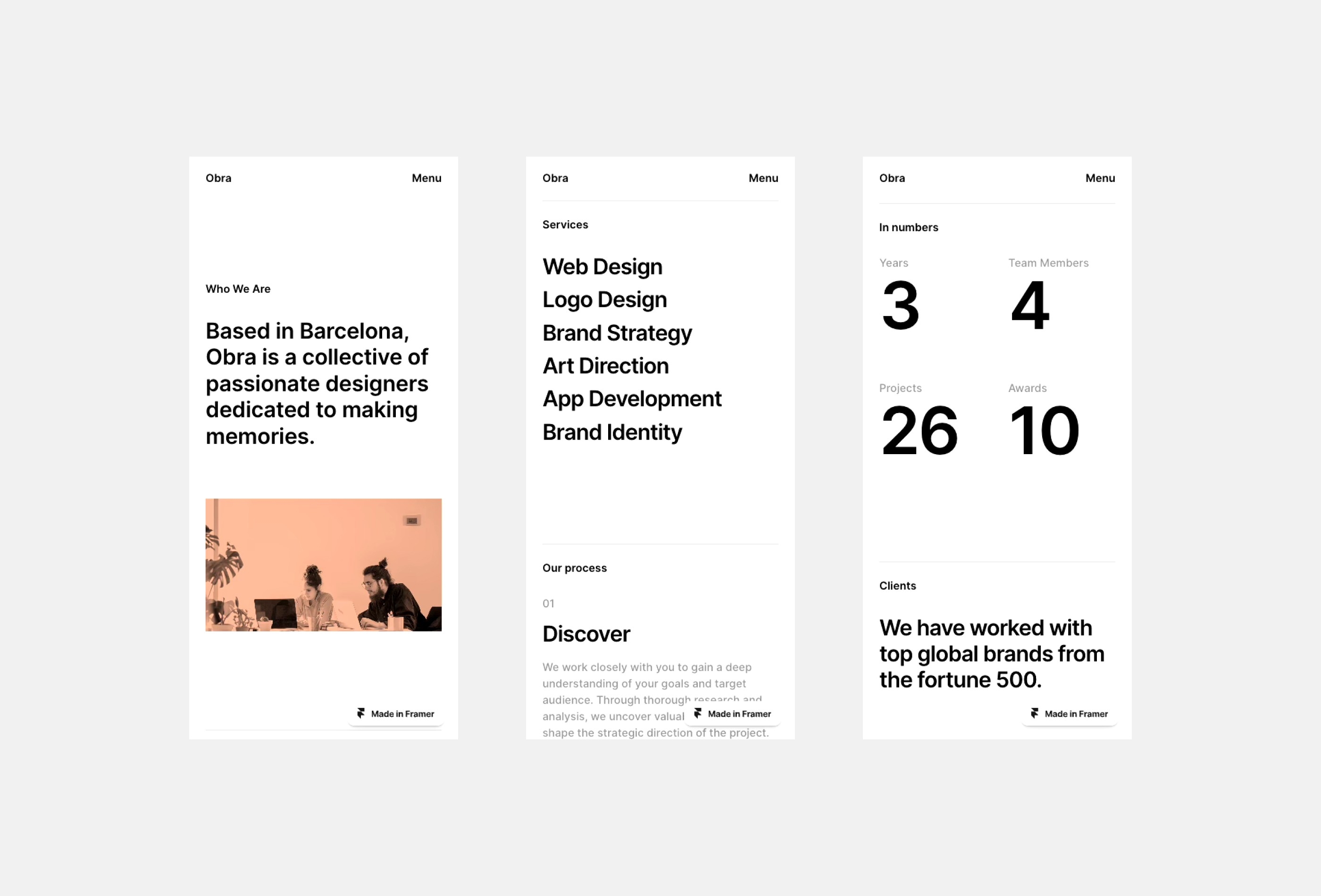 Obra Framer template preview 4