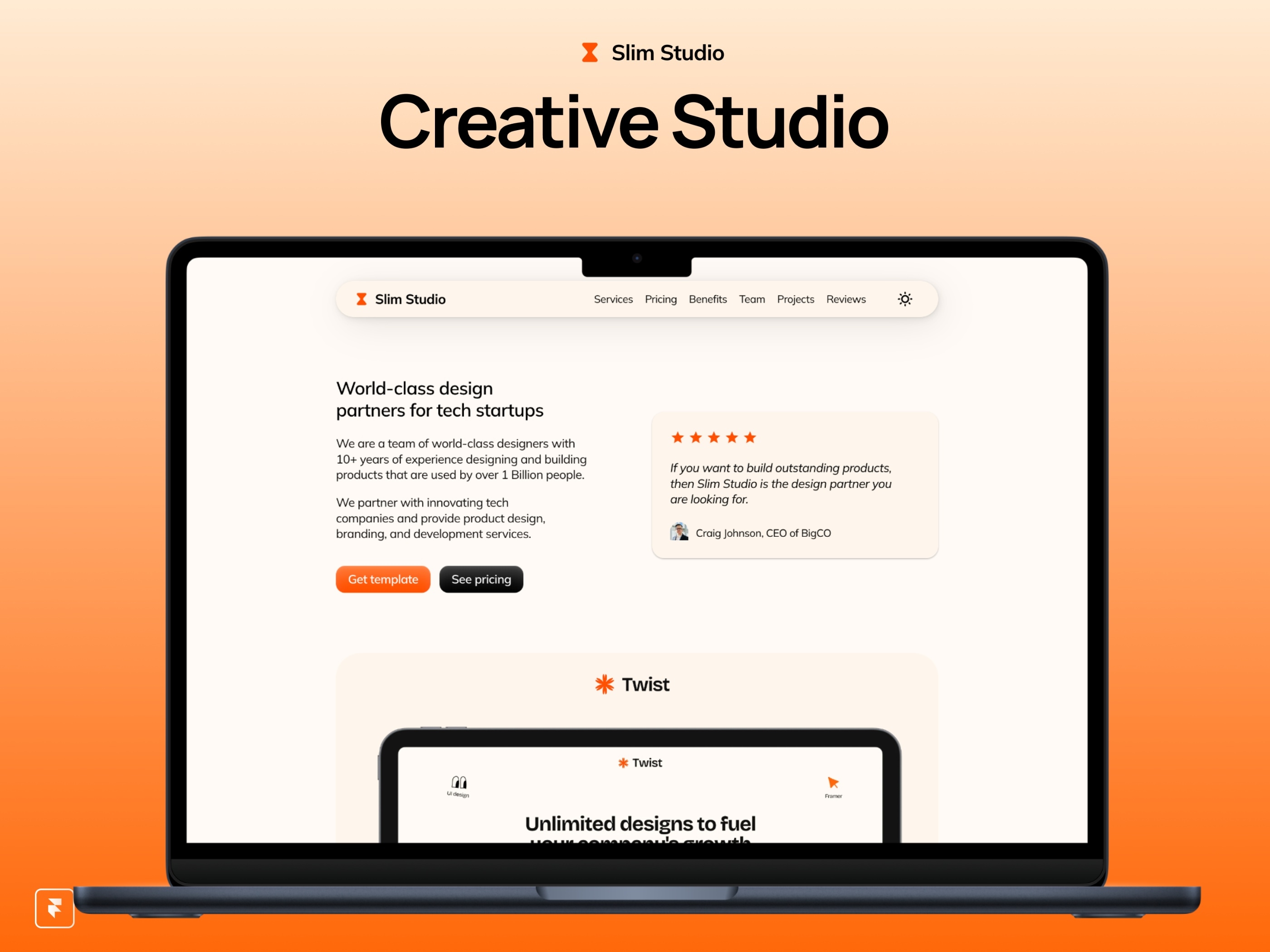 SlimStudio Framer template preview 1