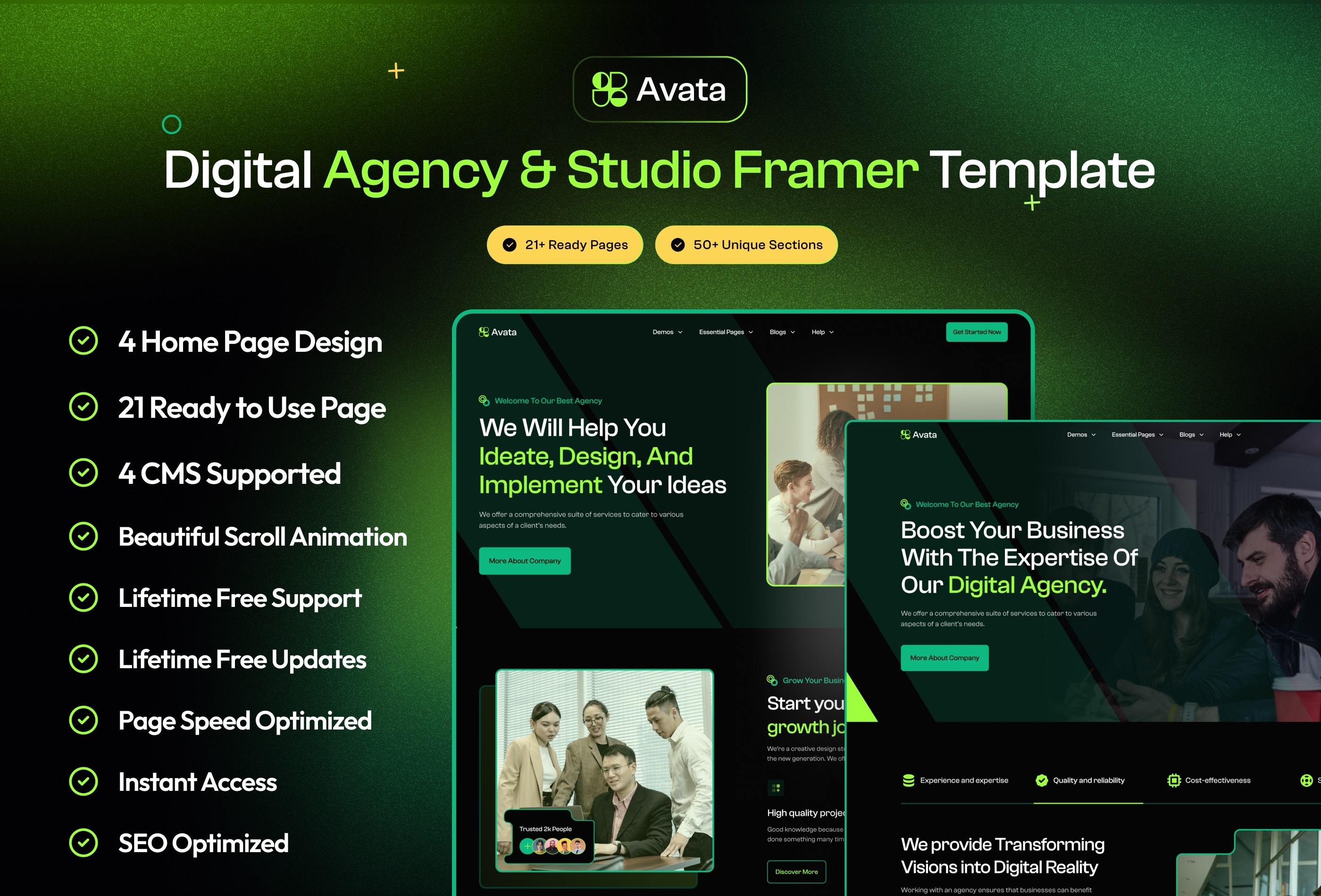 Avata Framer template preview 2