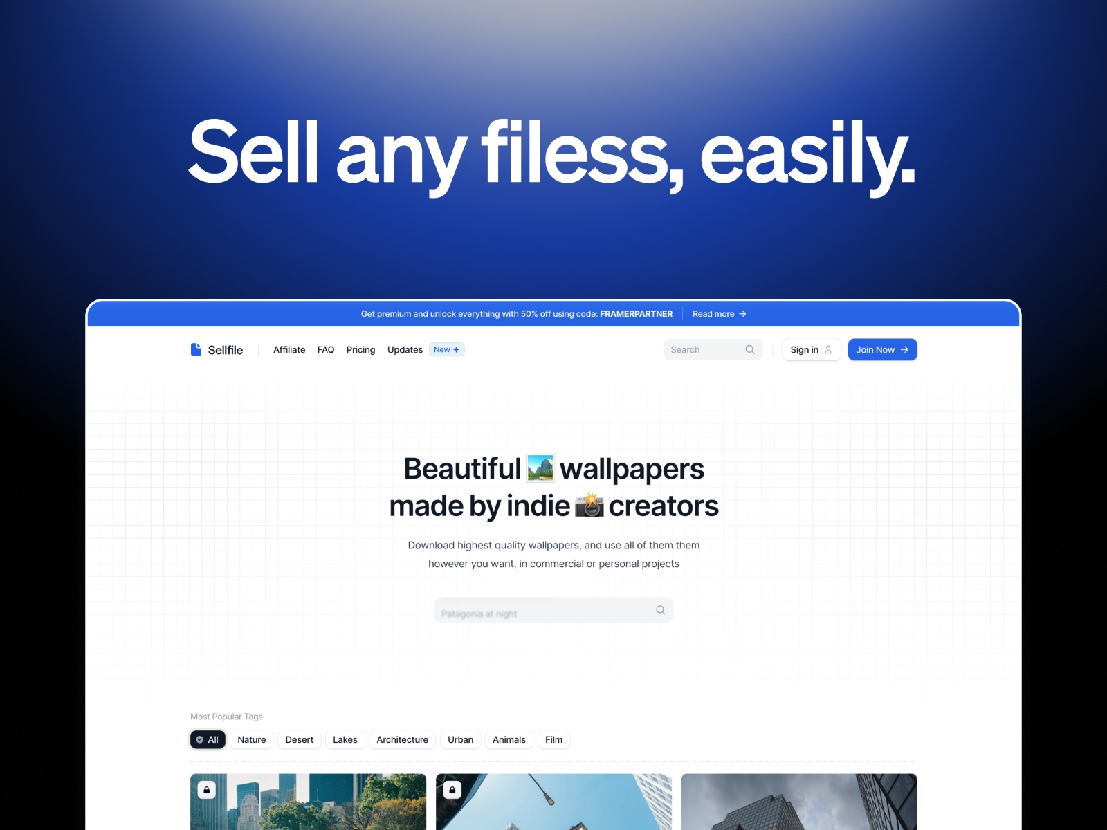 Sellfile Framer template preview 1