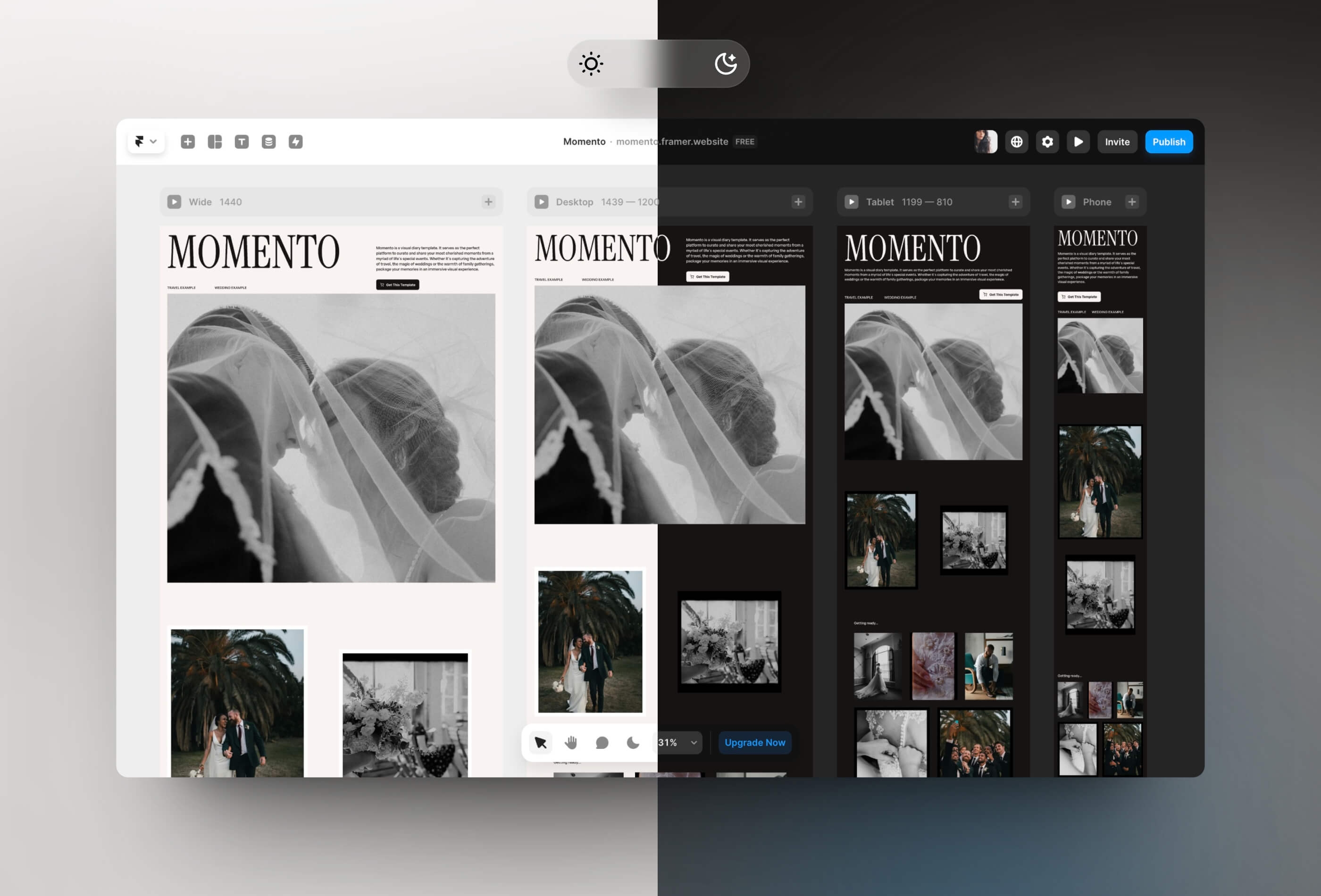 Momento Framer template preview 4