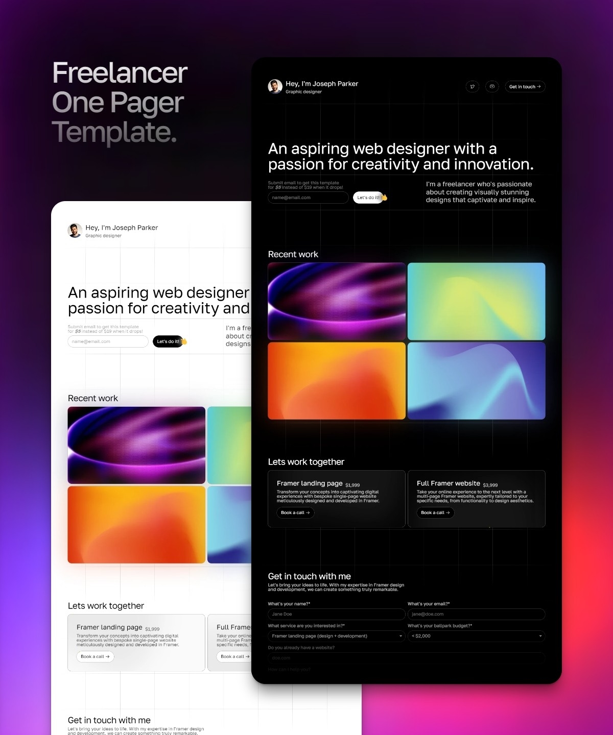 Freelancer Framer template preview 1